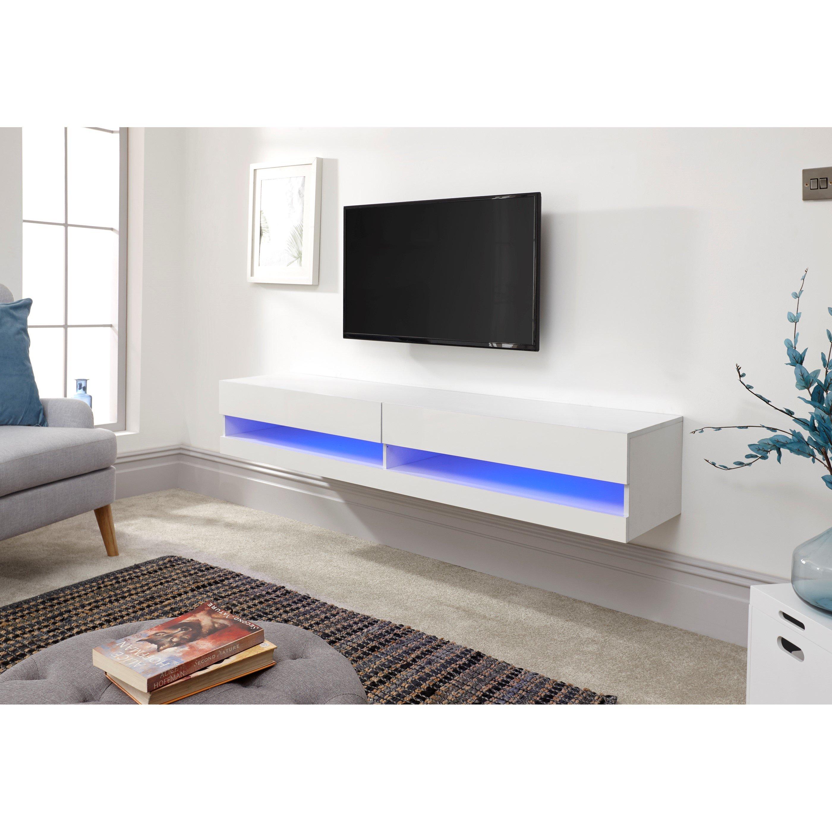 White - GFW - Galicia 180cm Wall TV Unit with LED - 9