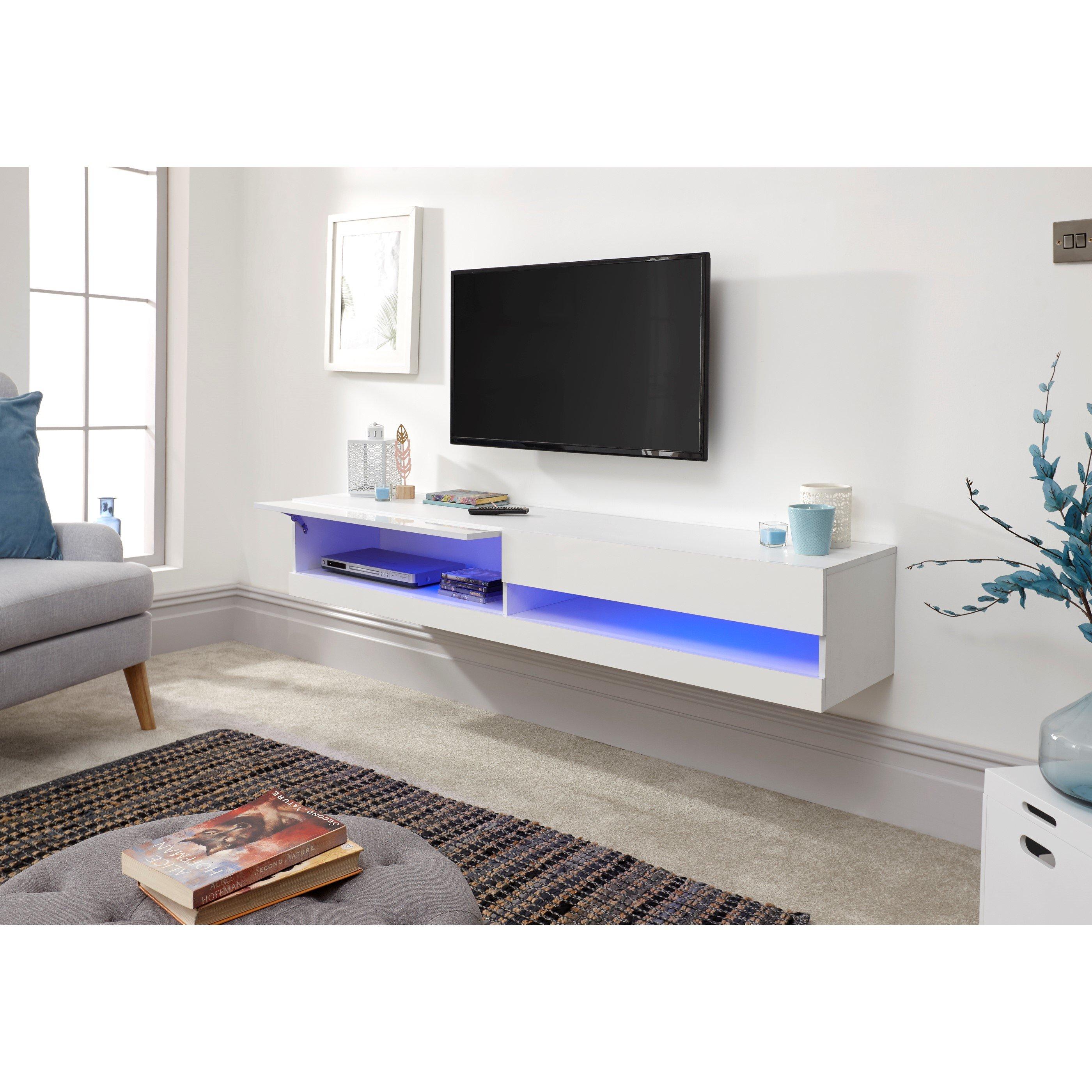 White - GFW - Galicia 180cm Wall TV Unit with LED - 10