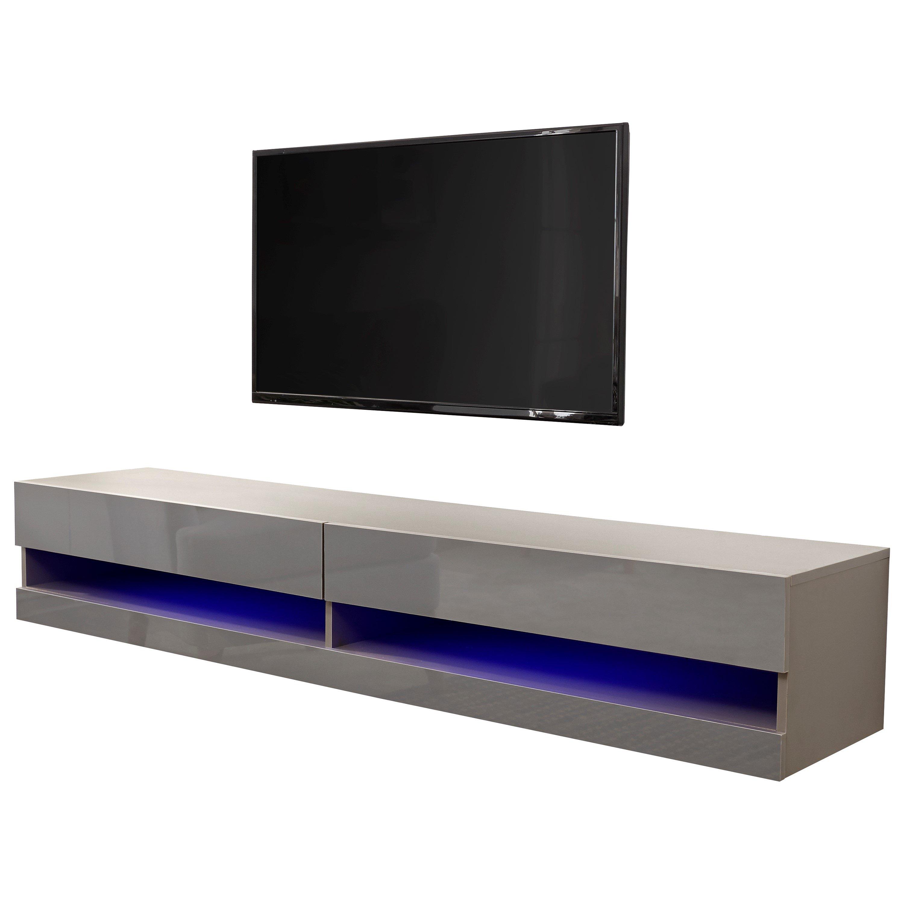 Grey - GFW - GFW Galicia 150cm Wall TV Unit with LED - 7