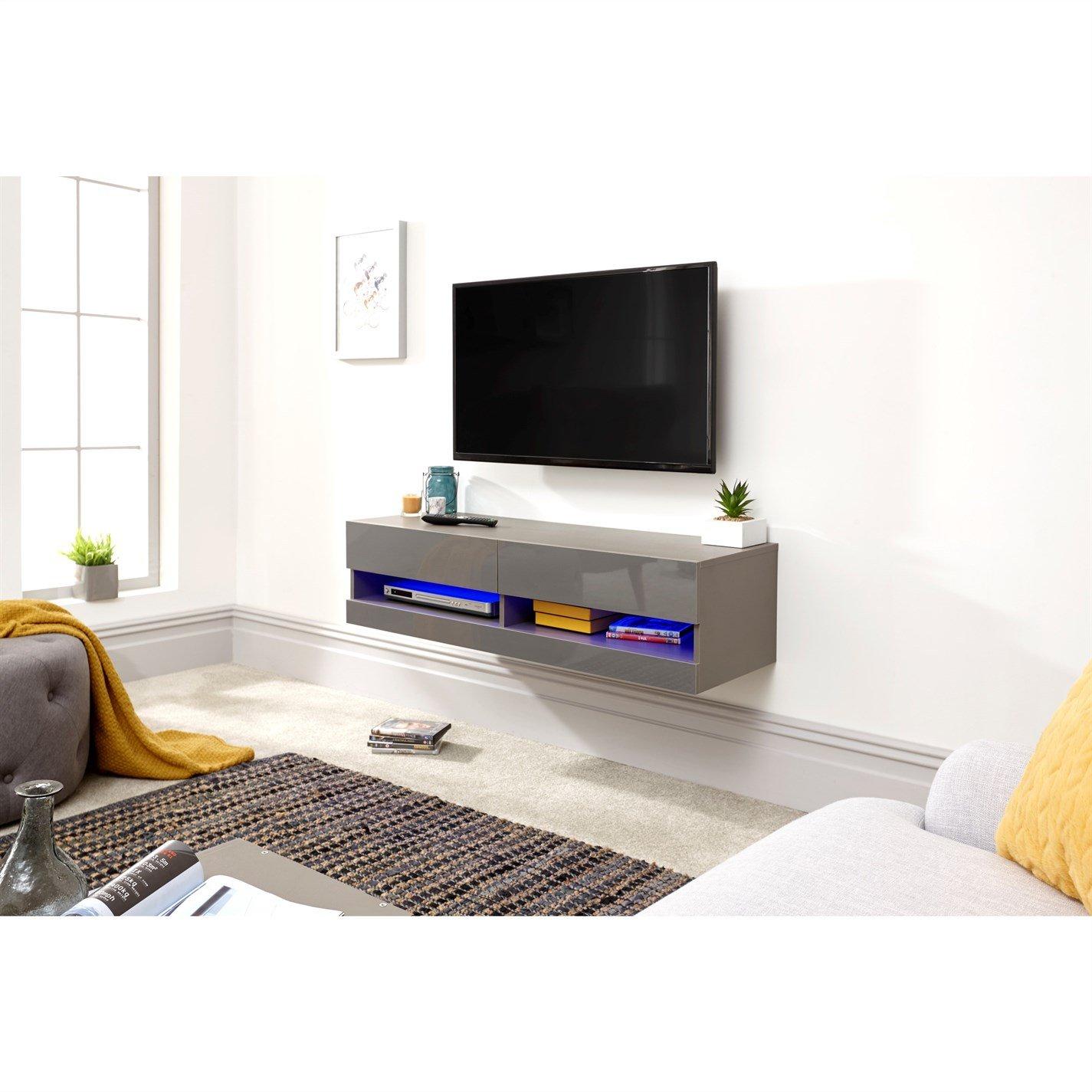 Grey - GFW - GFW Galicia 120cm Wall TV Unit with LED - 1