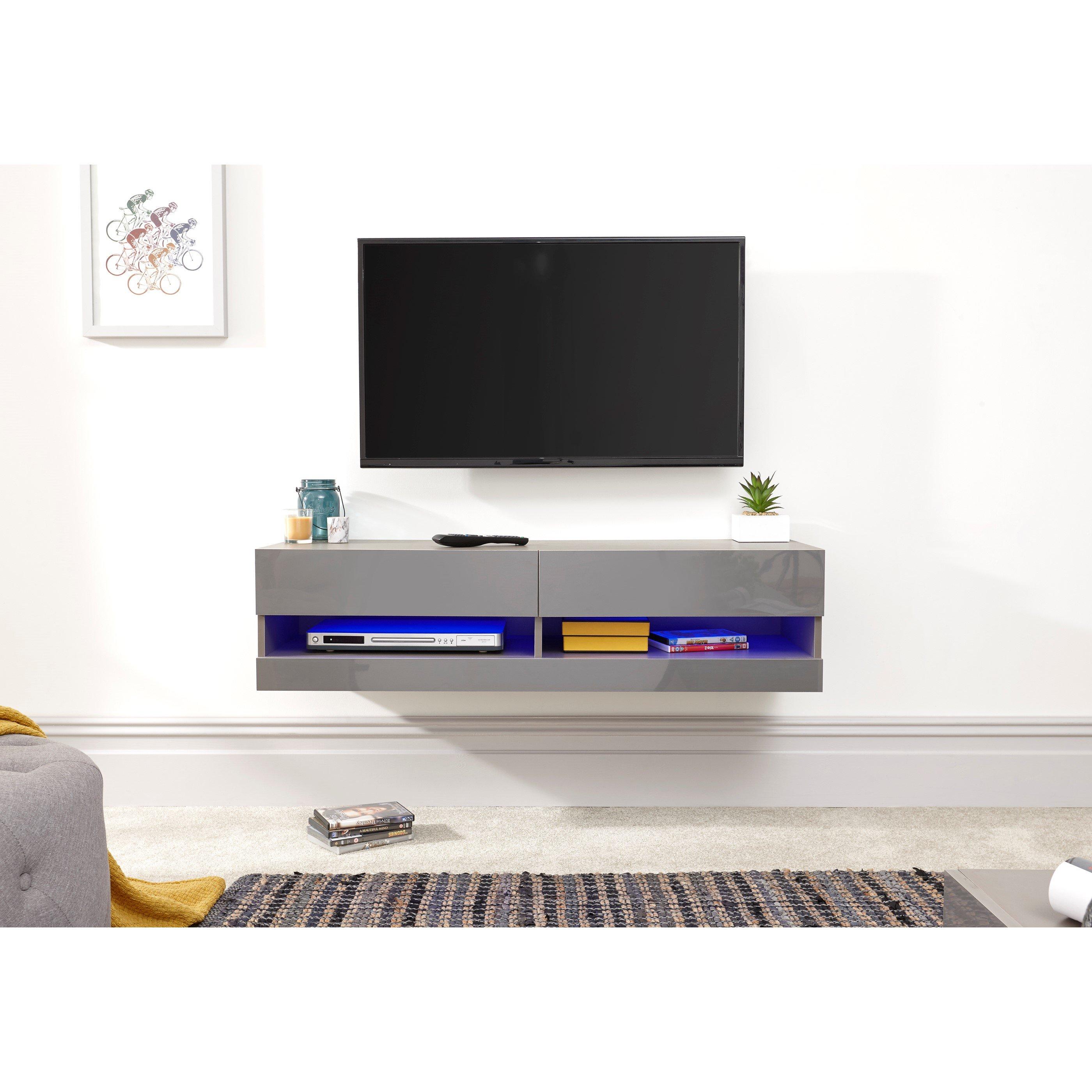 Grey - GFW - GFW Galicia 120cm Wall TV Unit with LED - 5