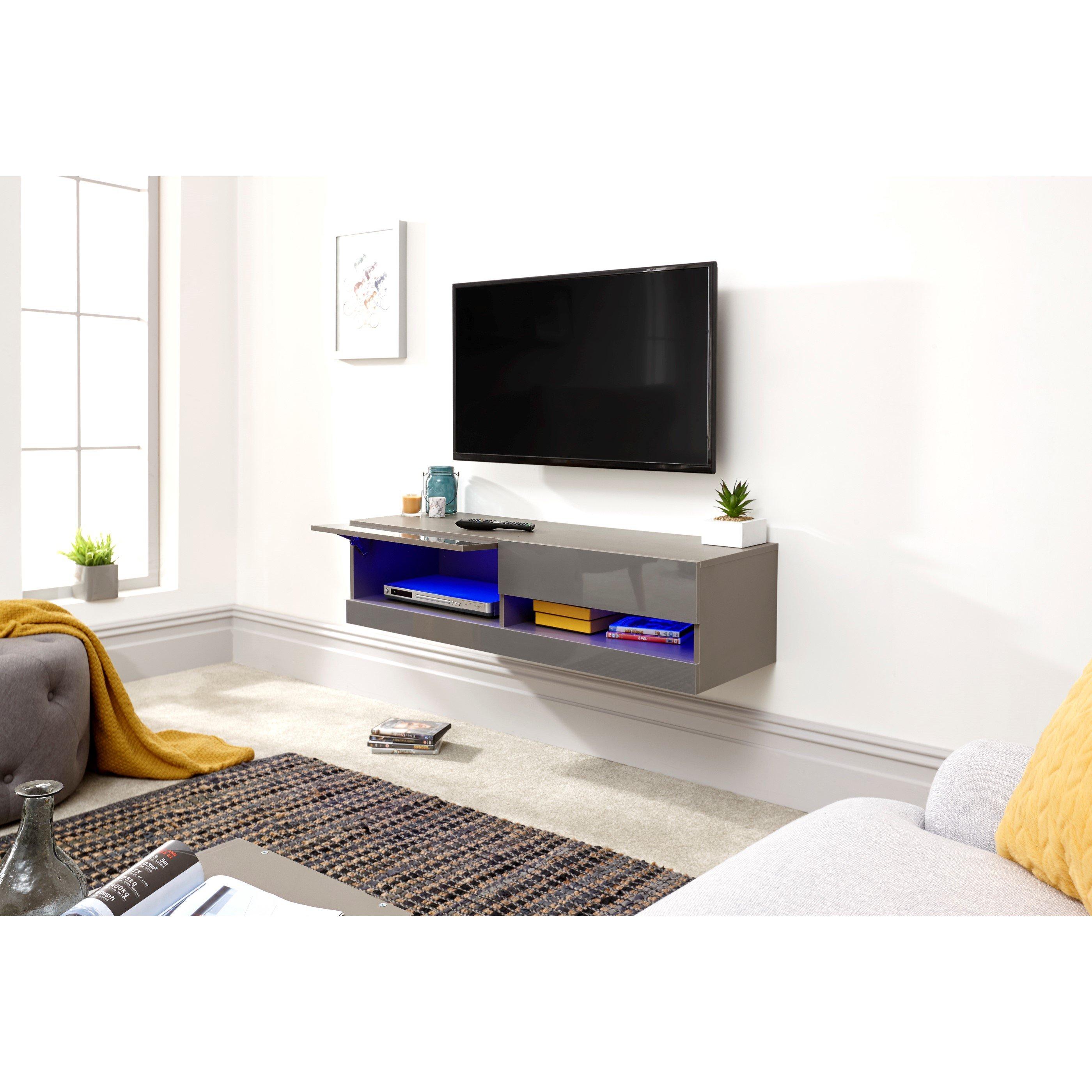 Grey - GFW - GFW Galicia 120cm Wall TV Unit with LED - 7