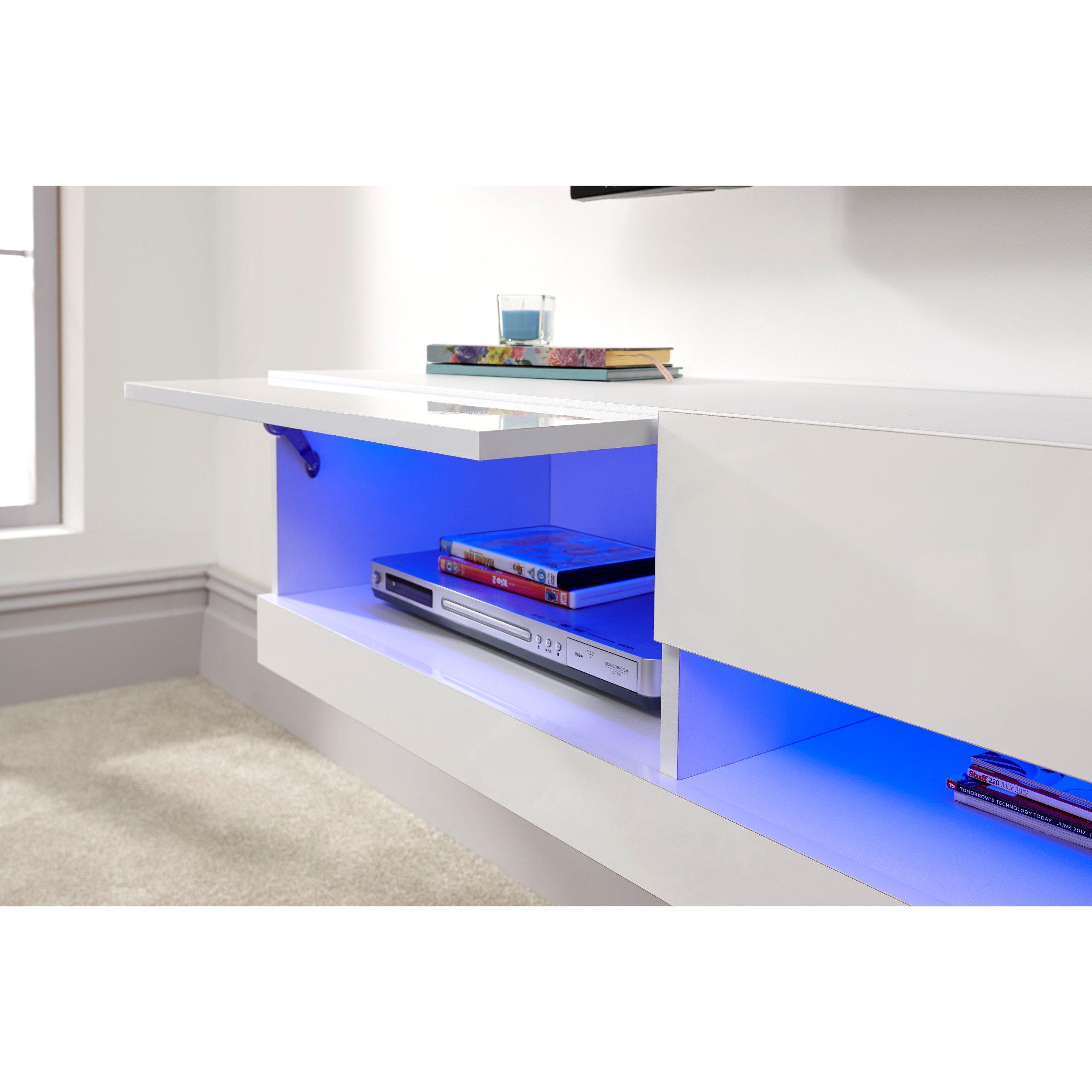 White - GFW - Galicia 120cm Wall TV Unit with LED - 3