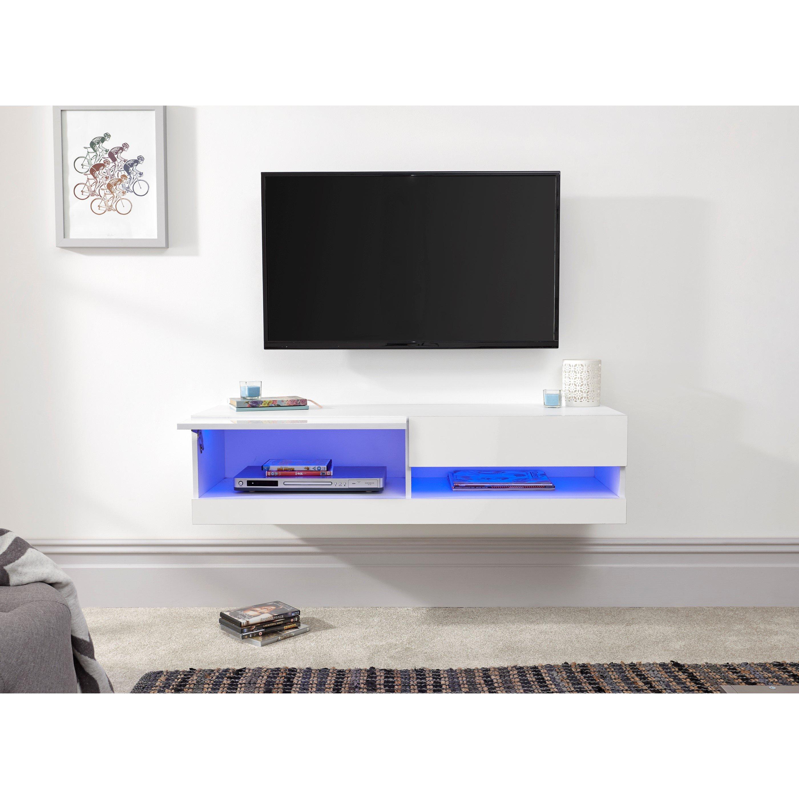 White - GFW - Galicia 120cm Wall TV Unit with LED - 4