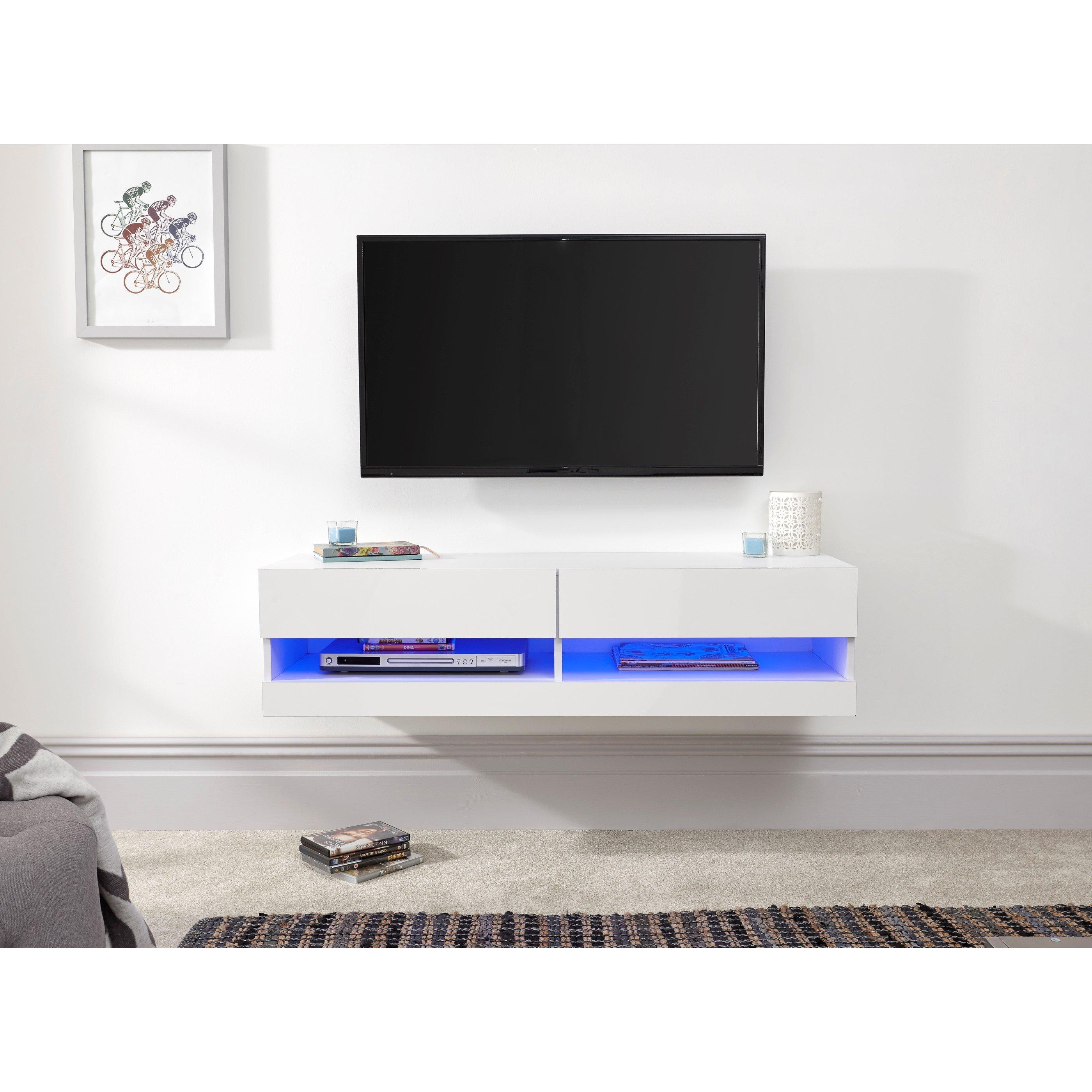 White - GFW - Galicia 120cm Wall TV Unit with LED - 5