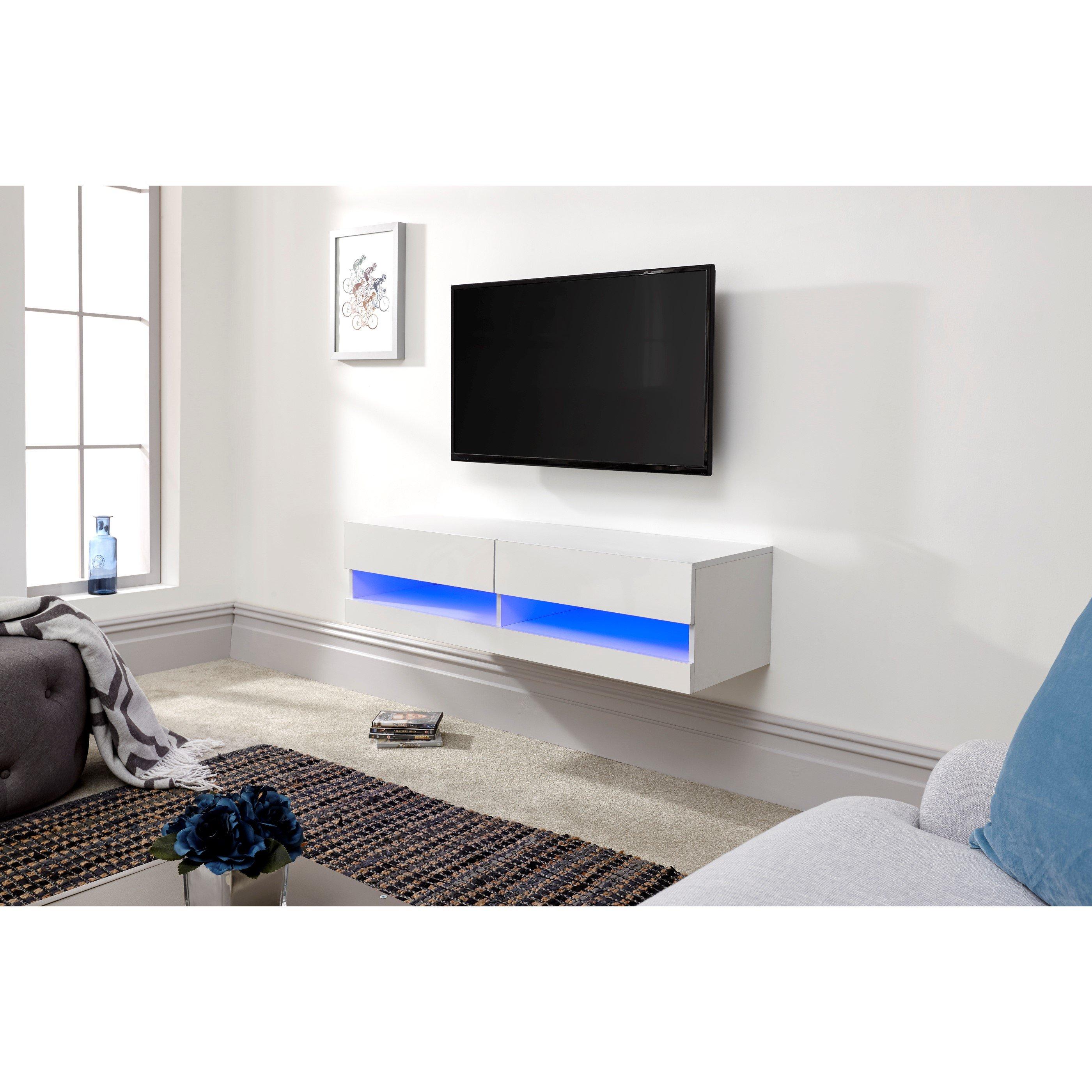 White - GFW - Galicia 120cm Wall TV Unit with LED - 6