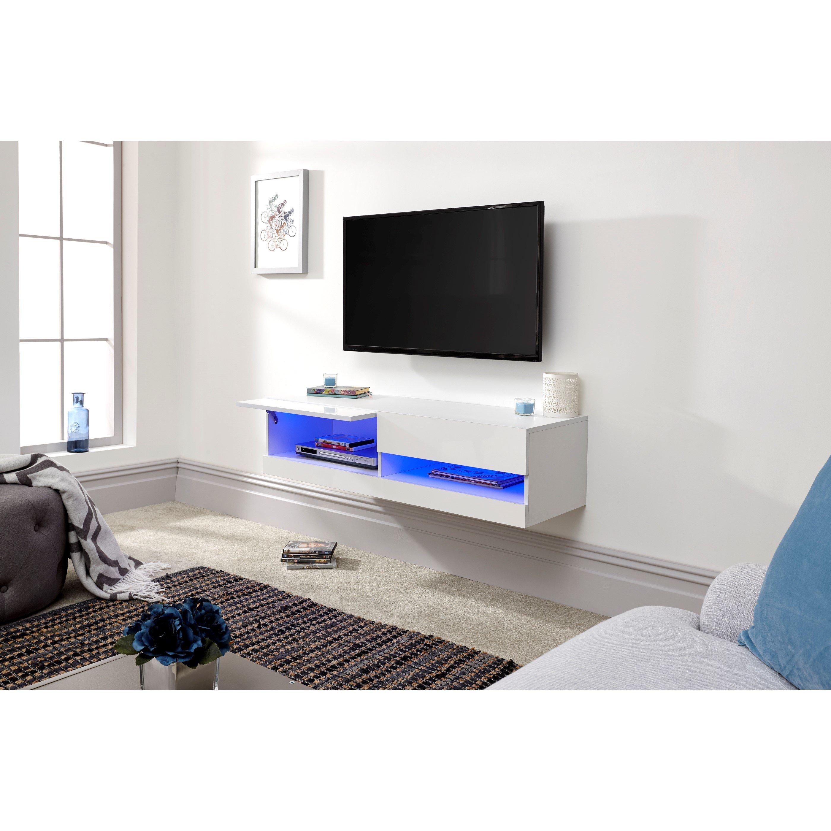 White - GFW - Galicia 120cm Wall TV Unit with LED - 7