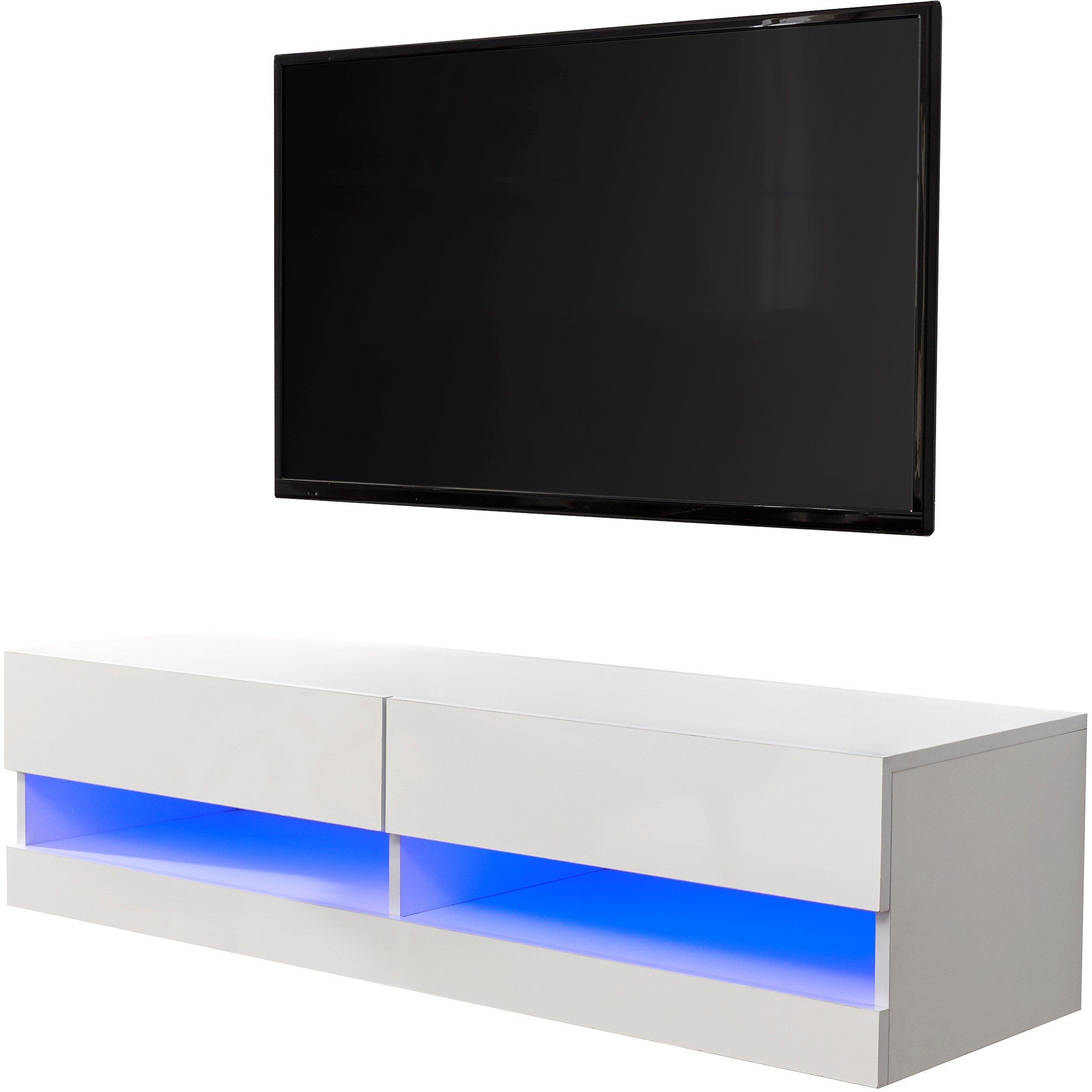 White - GFW - Galicia 120cm Wall TV Unit with LED - 8