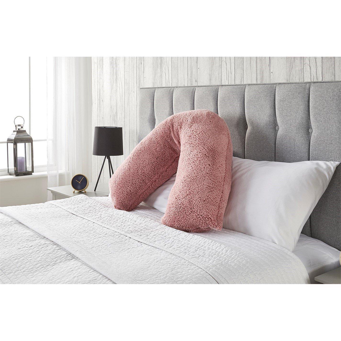Downland  Teddy Fleece V-Shape Pillow - Blush