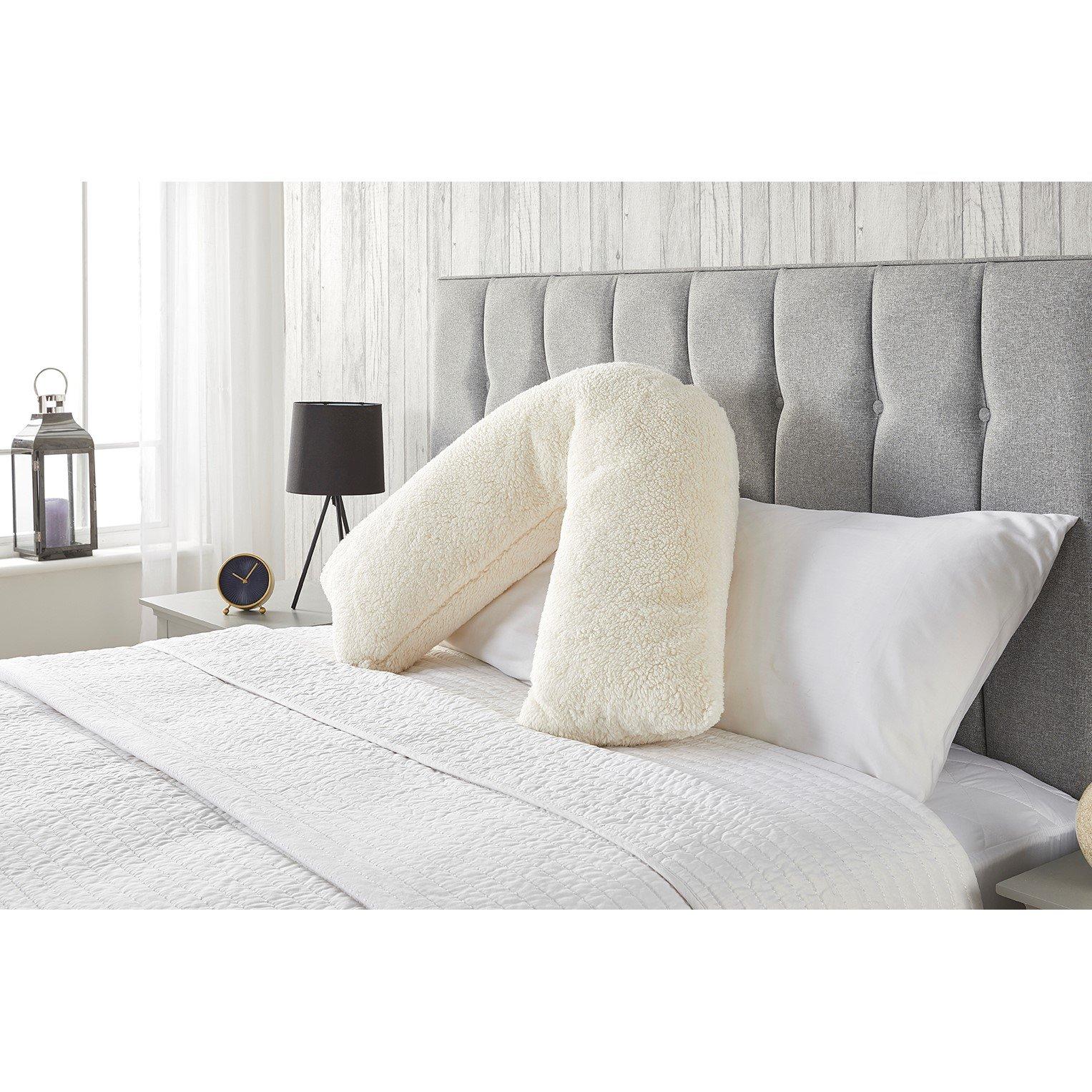 Downland  Teddy Fleece V-Shape Pillow - Cream