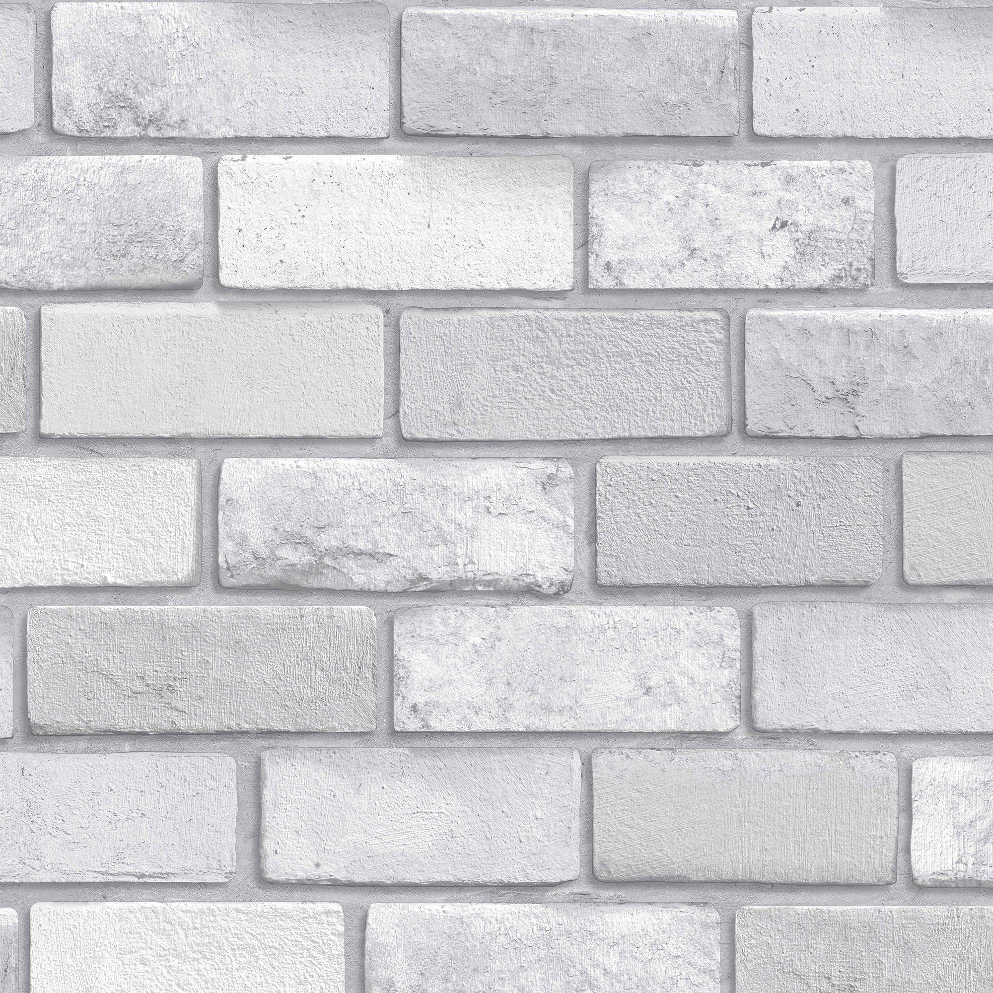 Silver - Arthouse - Diamond Brick Silver Wallpaper - 1
