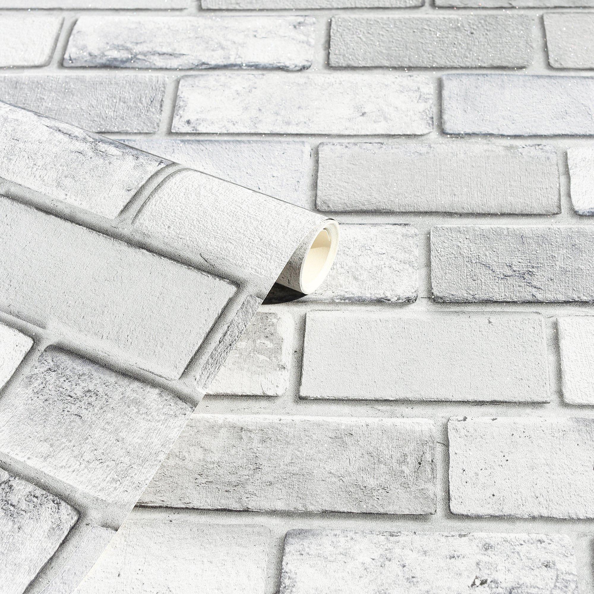 Silver - Arthouse - Diamond Brick Silver Wallpaper - 2