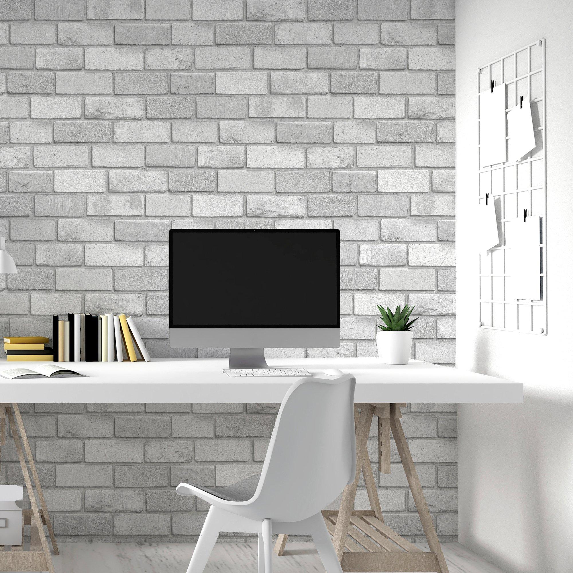 Silver - Arthouse - Diamond Brick Silver Wallpaper - 5