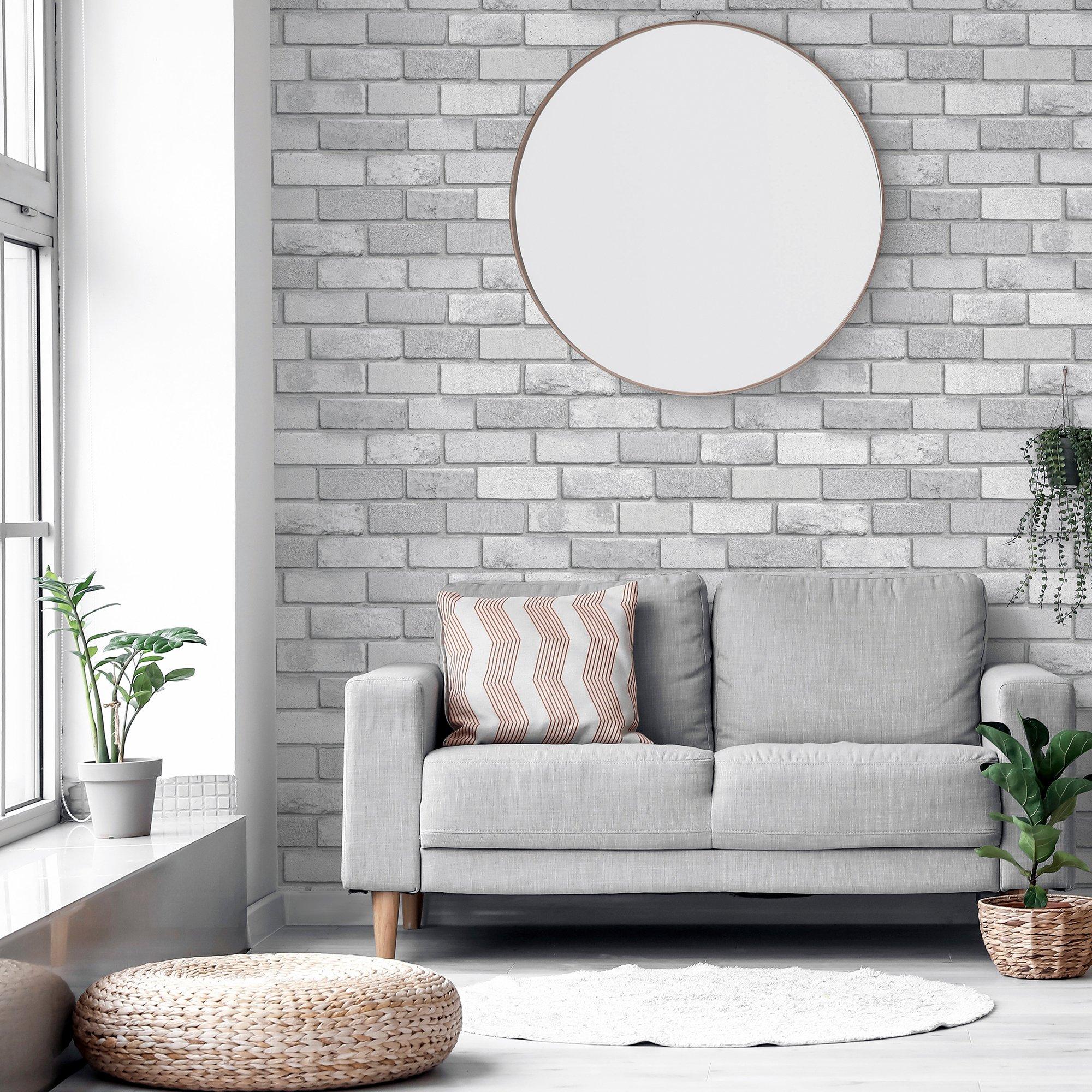 Silver - Arthouse - Diamond Brick Silver Wallpaper - 7