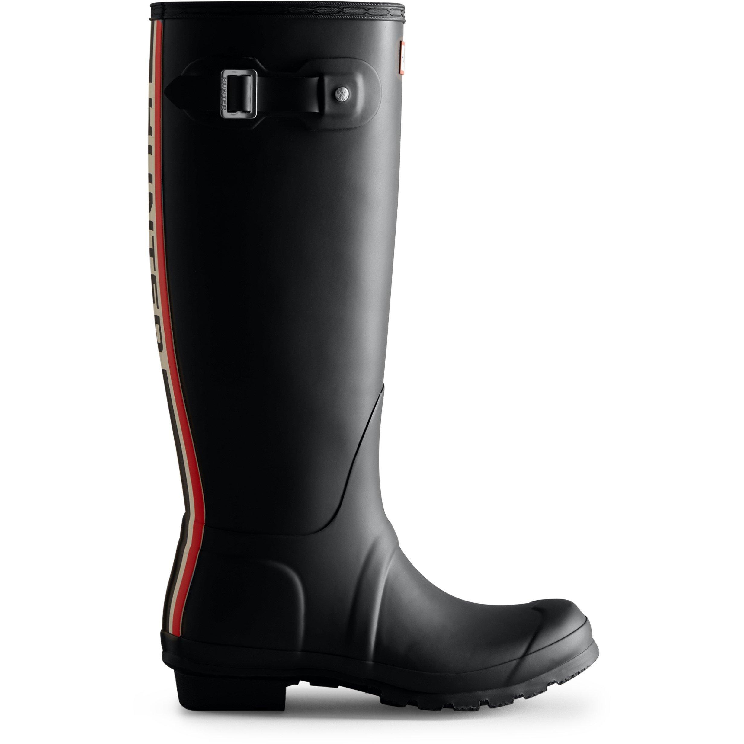 Black - Hunter - Women's Tall Tri Fold Logo Wellies - 1