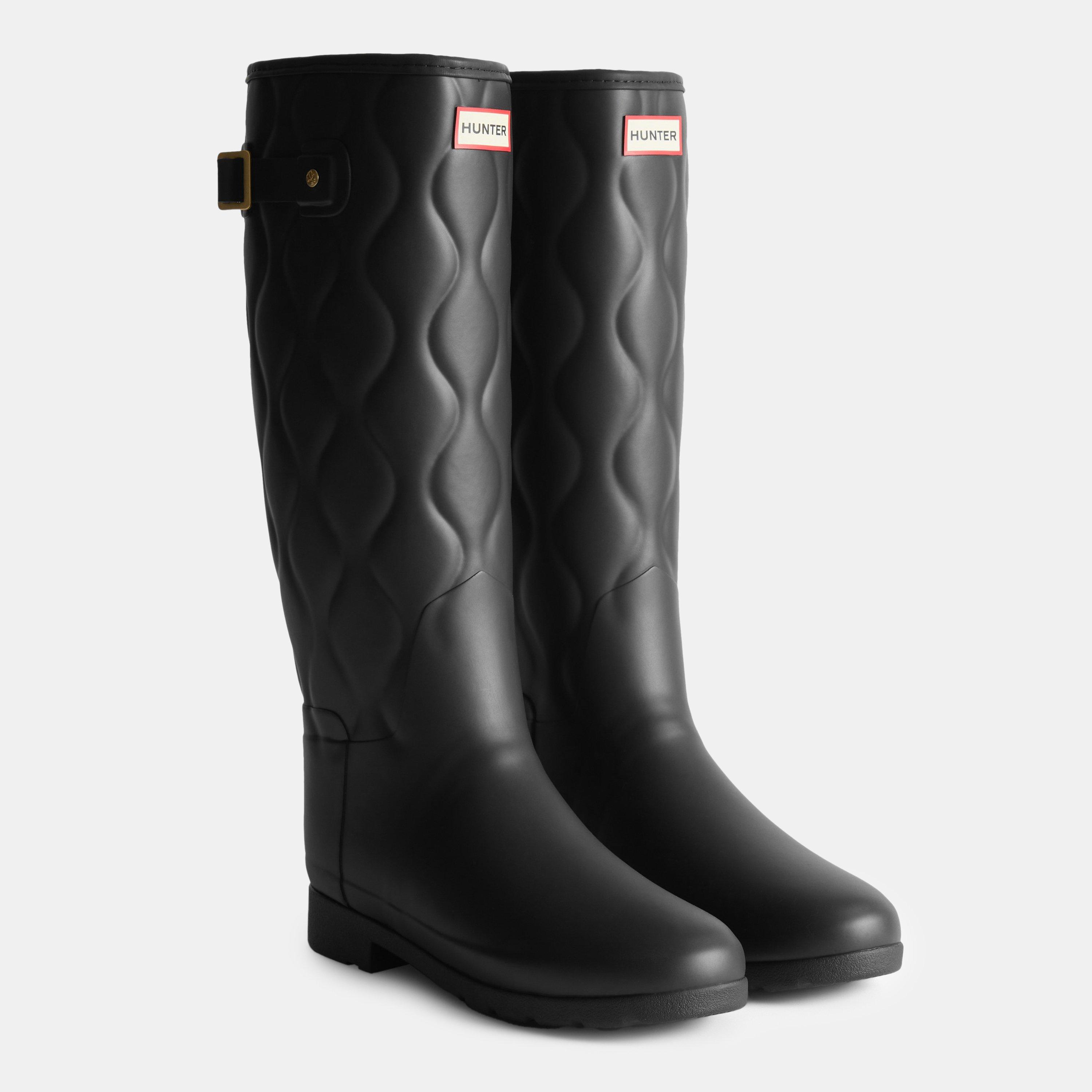 Black - Hunter - Women's Tall Quilted Wellies - 5