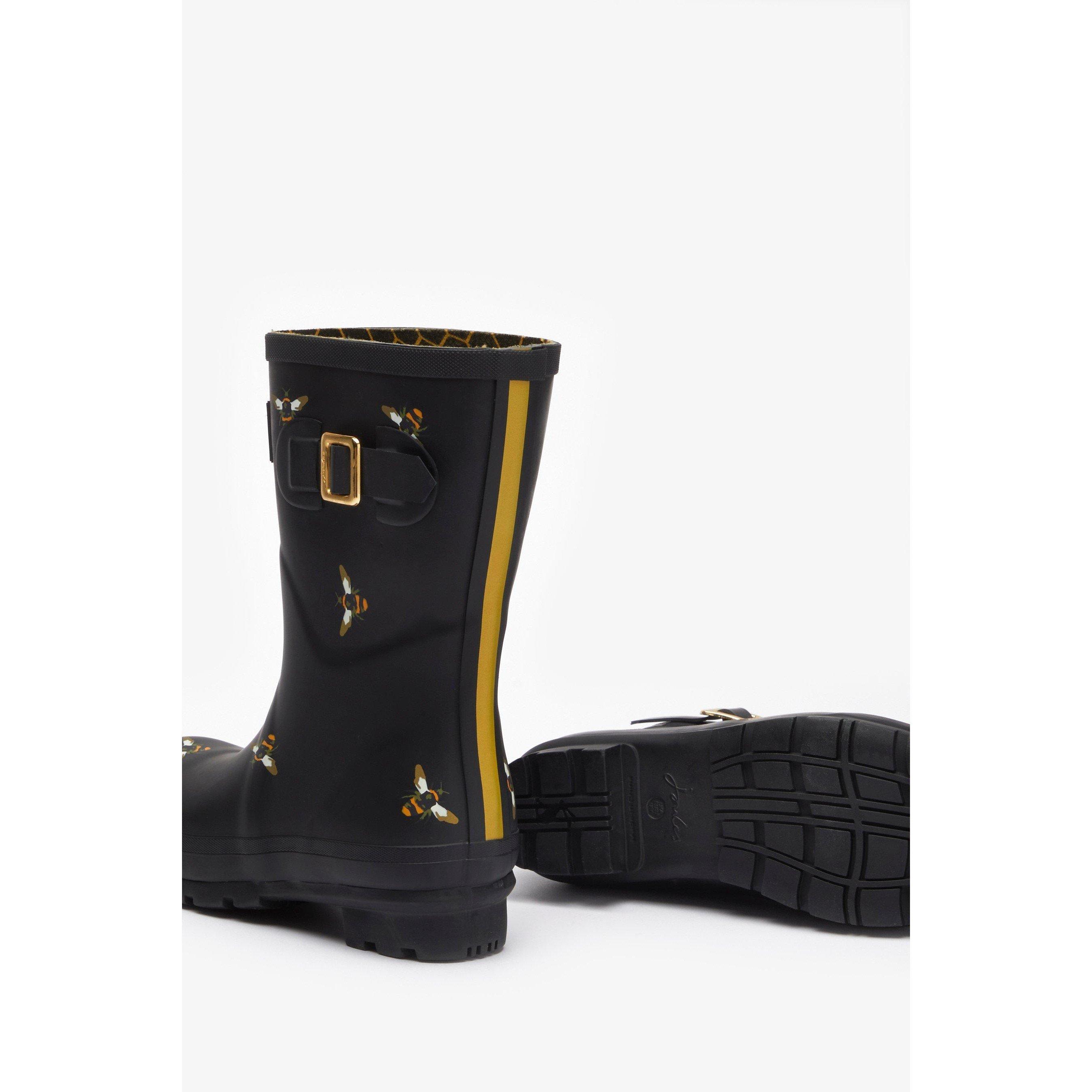 Black - Joules - Mid Height Bee Print Wellies - 5