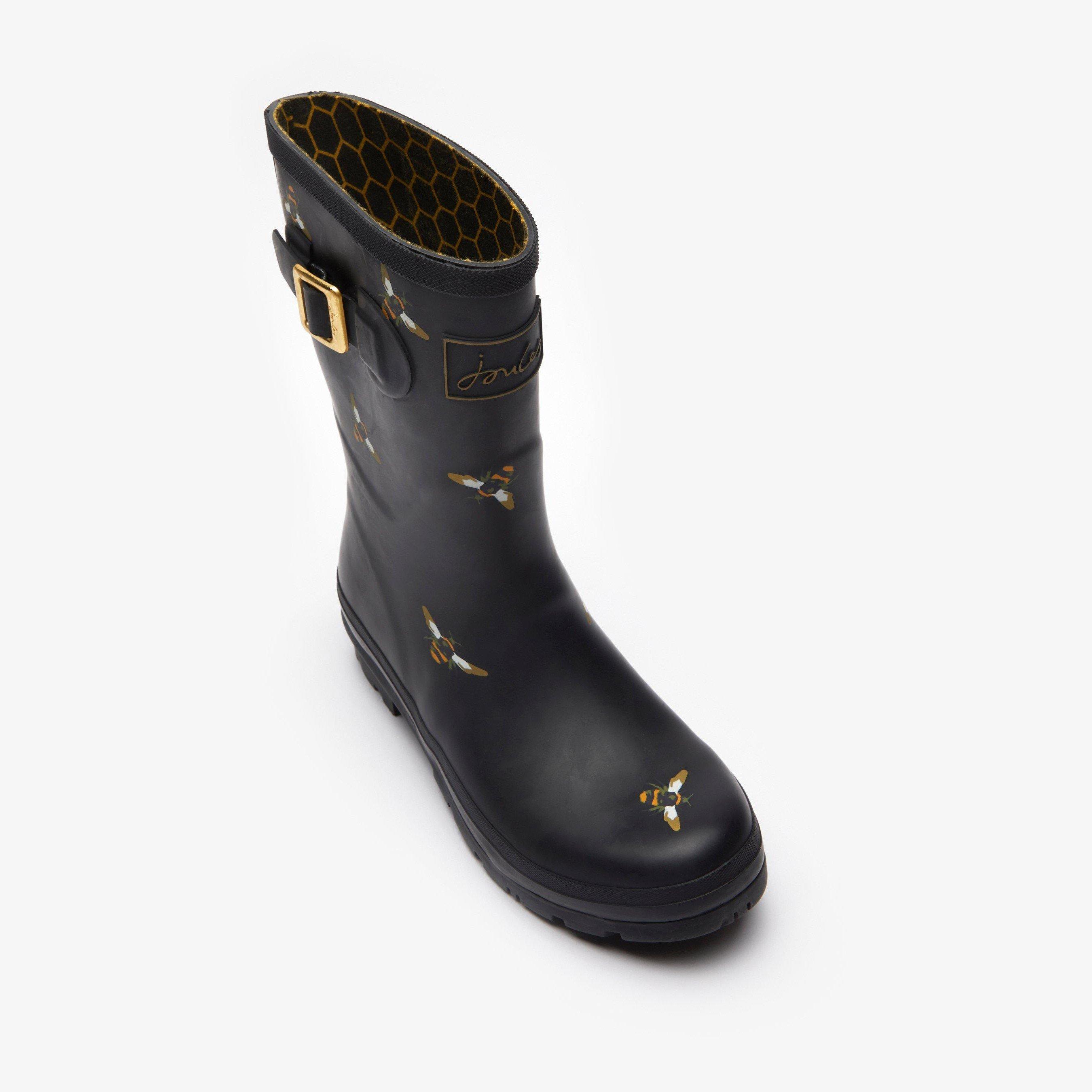 Black - Joules - Mid Height Bee Print Wellies - 6