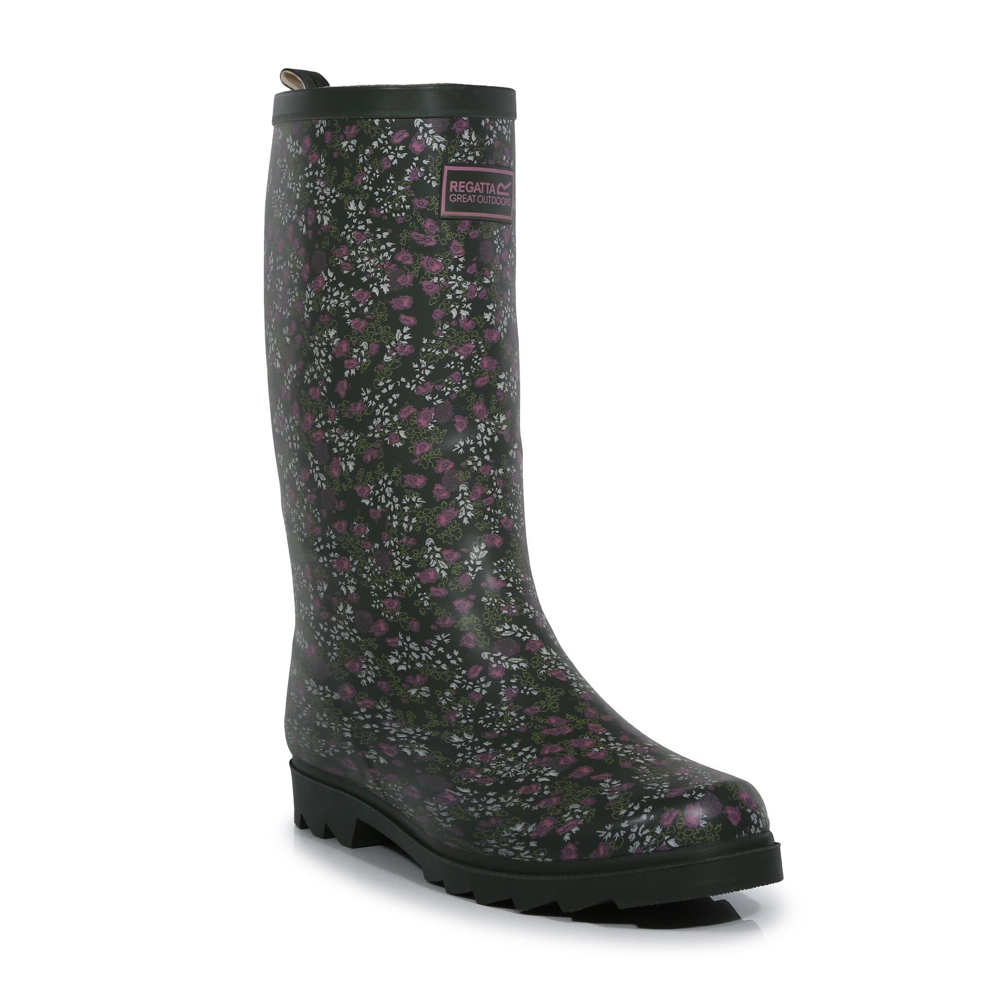 Khaki/Blumenmuster - Regatta - Fairweather Cosy Wellies - 1