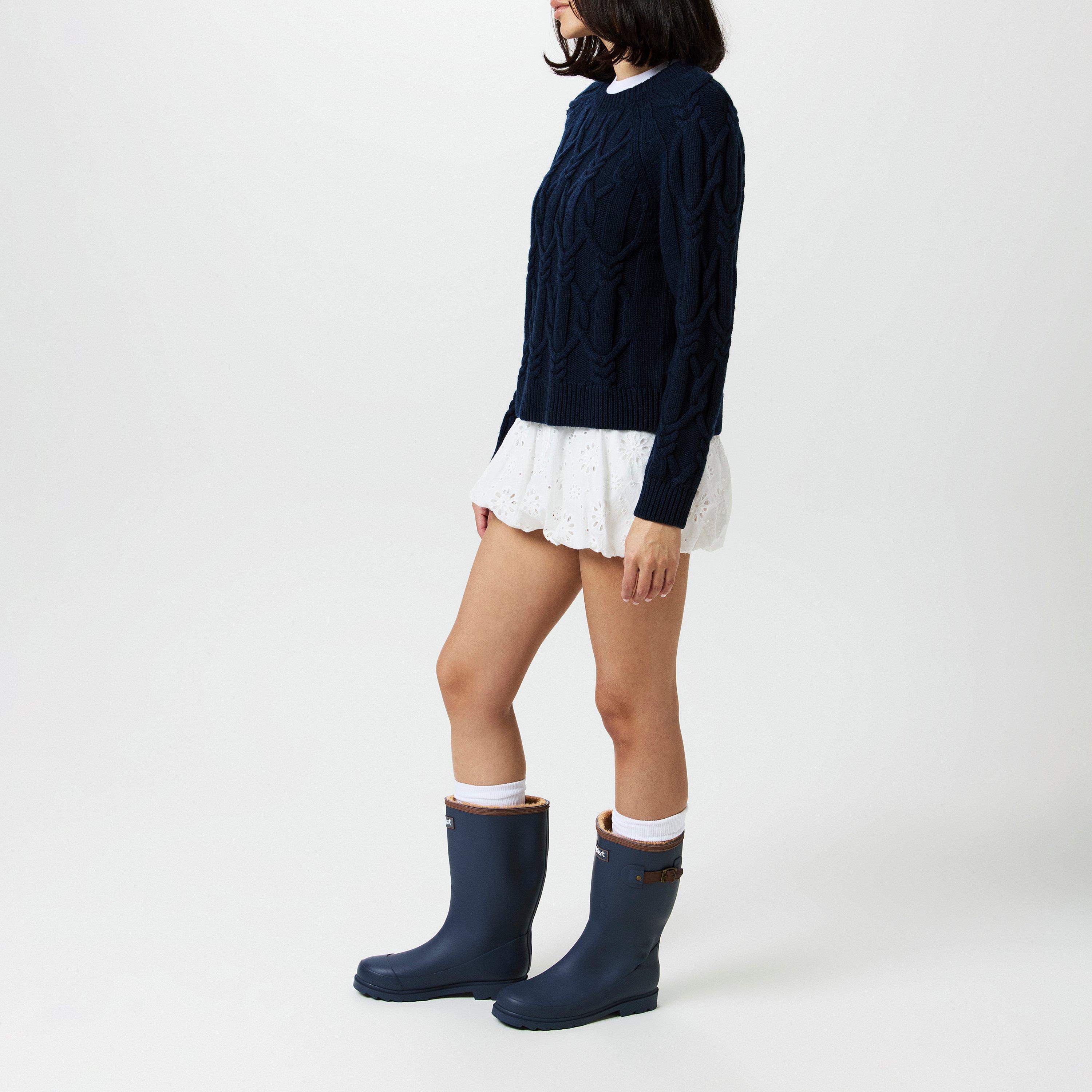 Navy - Gelert - Fur Lined Welly Boot Womens - 7