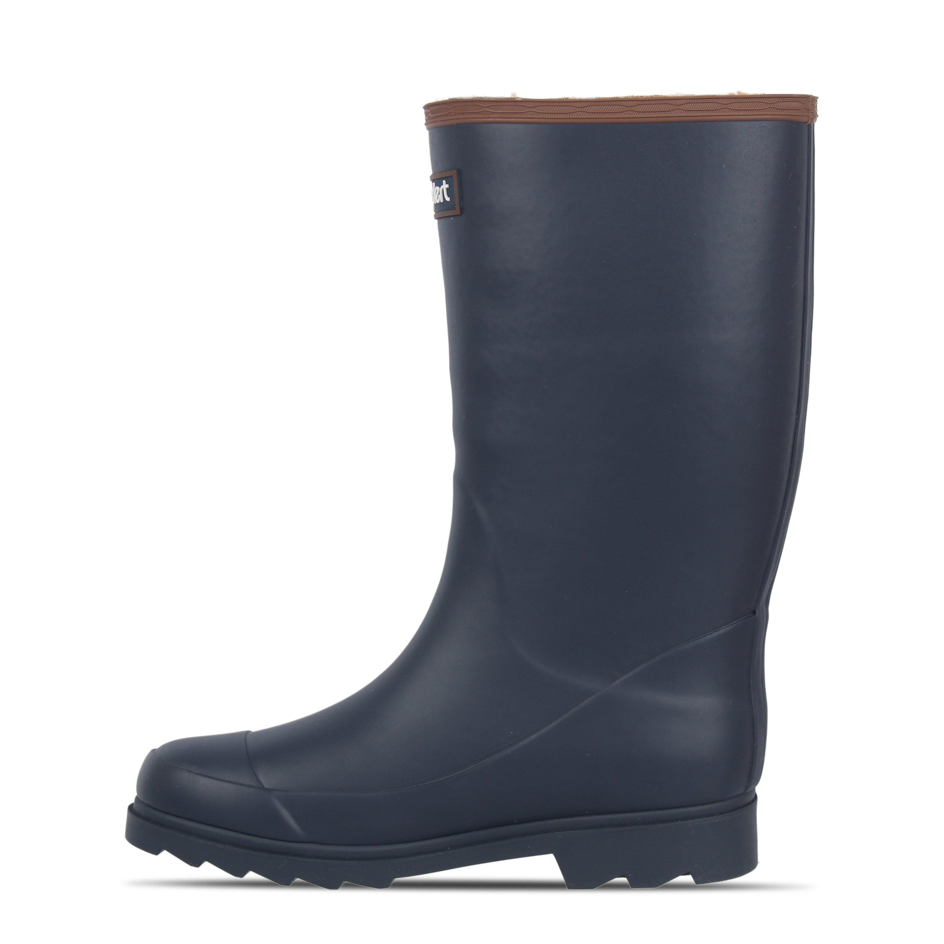 Navy - Gelert - Fur Lined Welly Boot Womens - 3