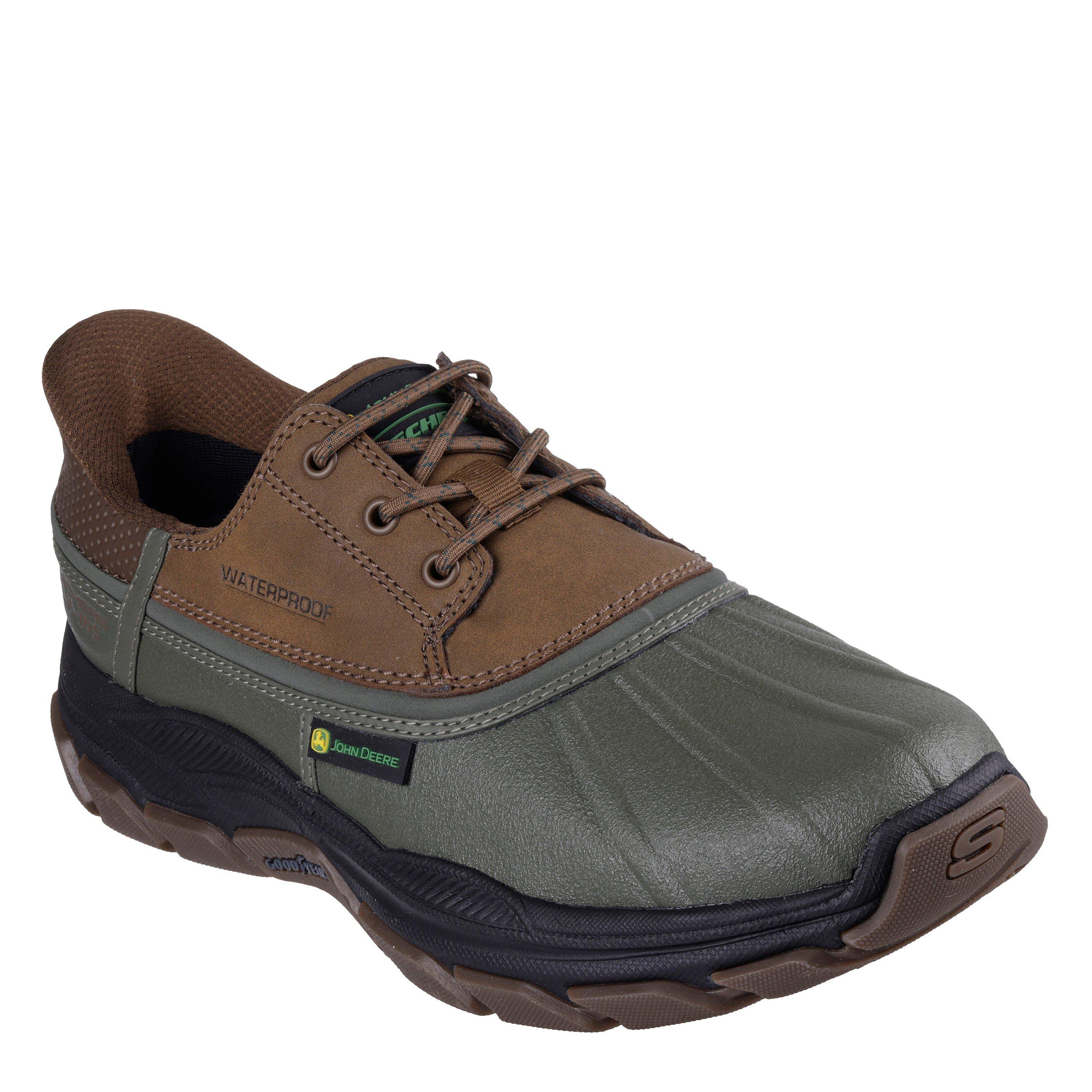 Olive/Brown - Skechers - John Deere Slip-Ins Waterproof Duck Steel Toe Cap Boots Mens - 1