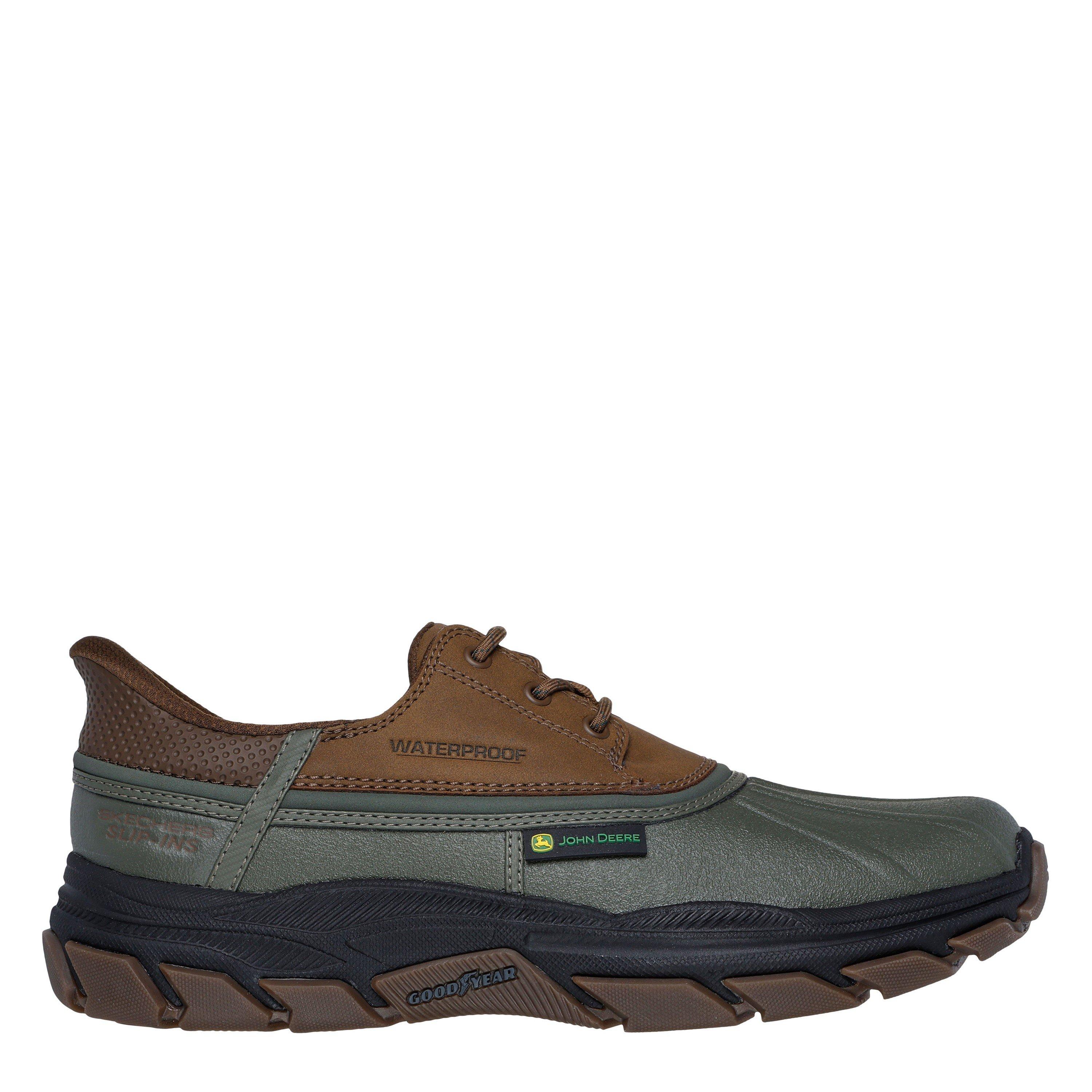 Olive/Brown - Skechers - John Deere Slip-Ins Waterproof Duck Steel Toe Cap Boots Mens - 1