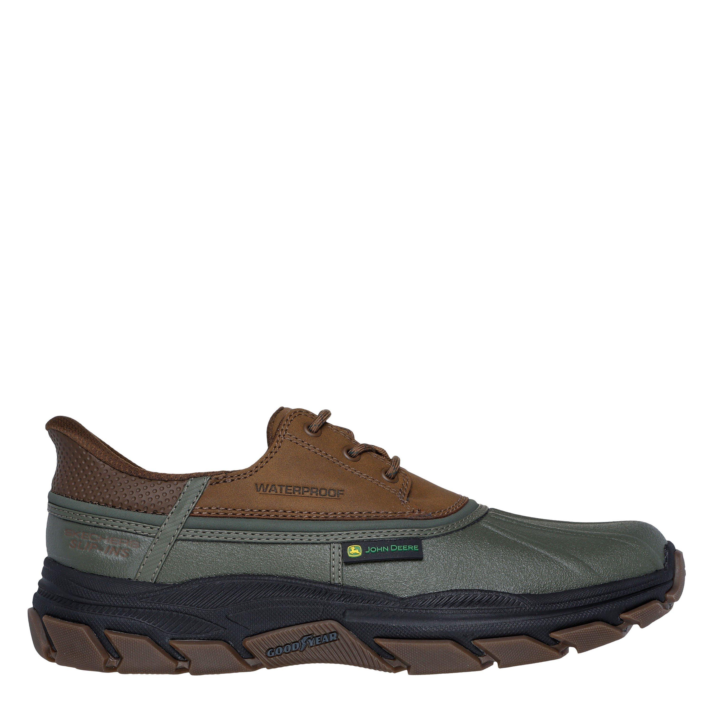 Olive/Brown - Skechers - John Deere Slip-Ins Waterproof Duck Steel Toe Cap Boots Mens - 3