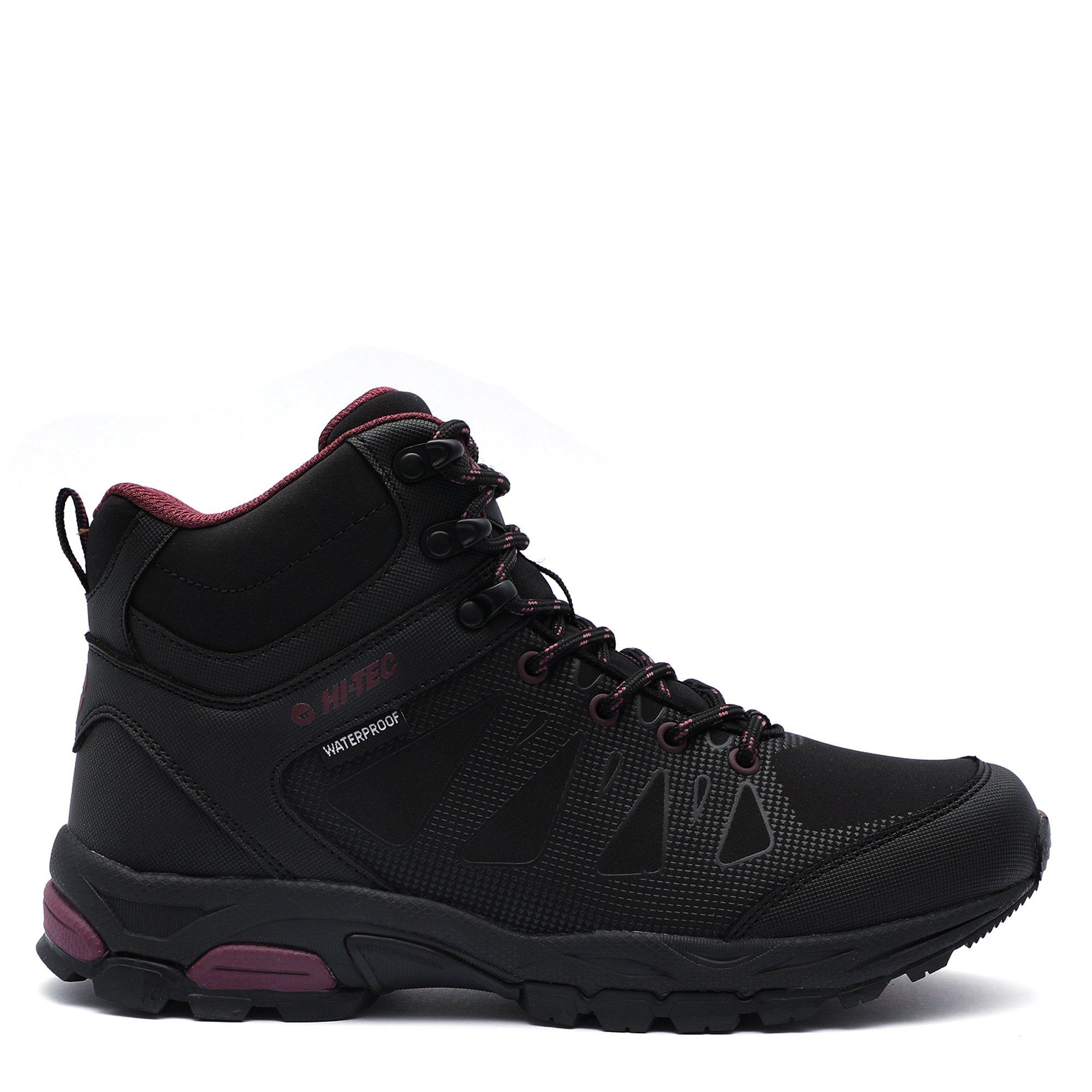 Blk/BrickRed - Hi Tec - Hi Raven Mens Mid WP Walking Boots - 1