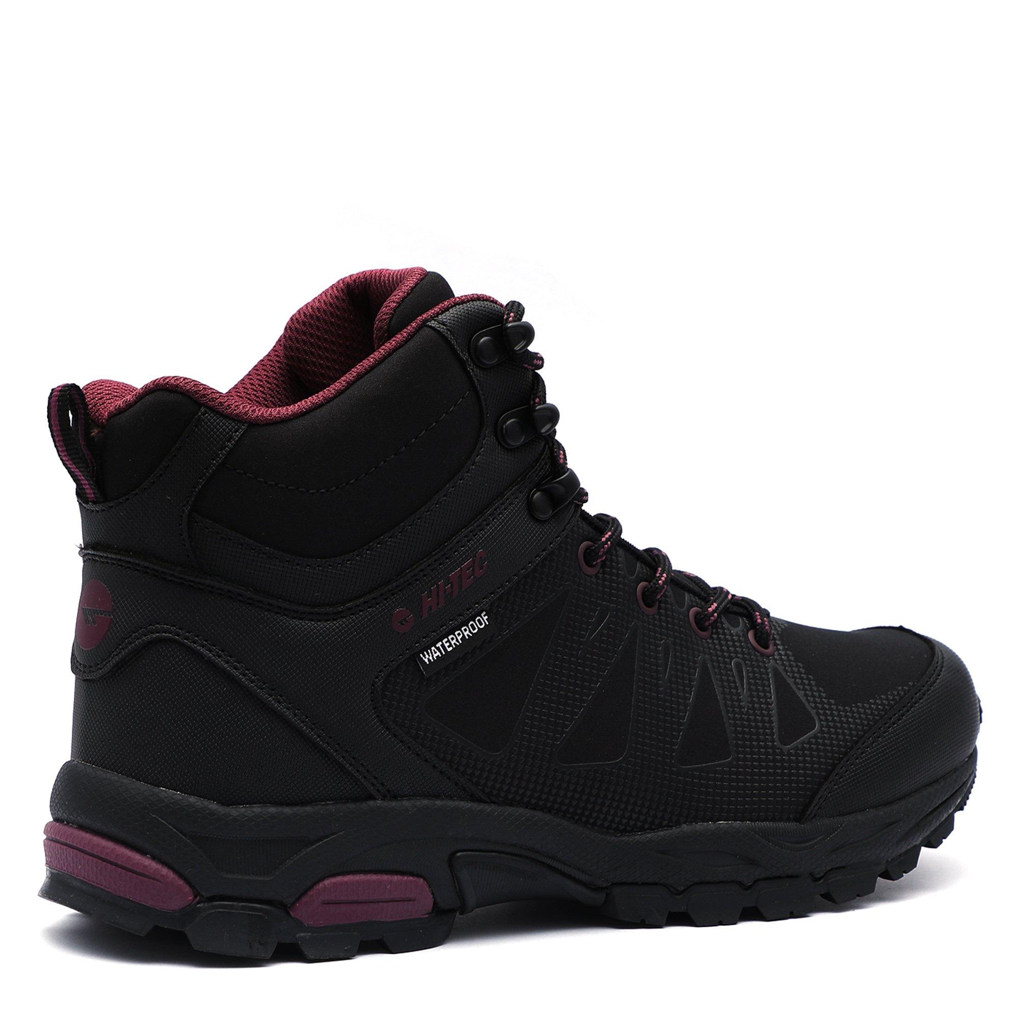 Blk/BrickRed - Hi Tec - Raven Mens Mid WP Walking Boots - 6