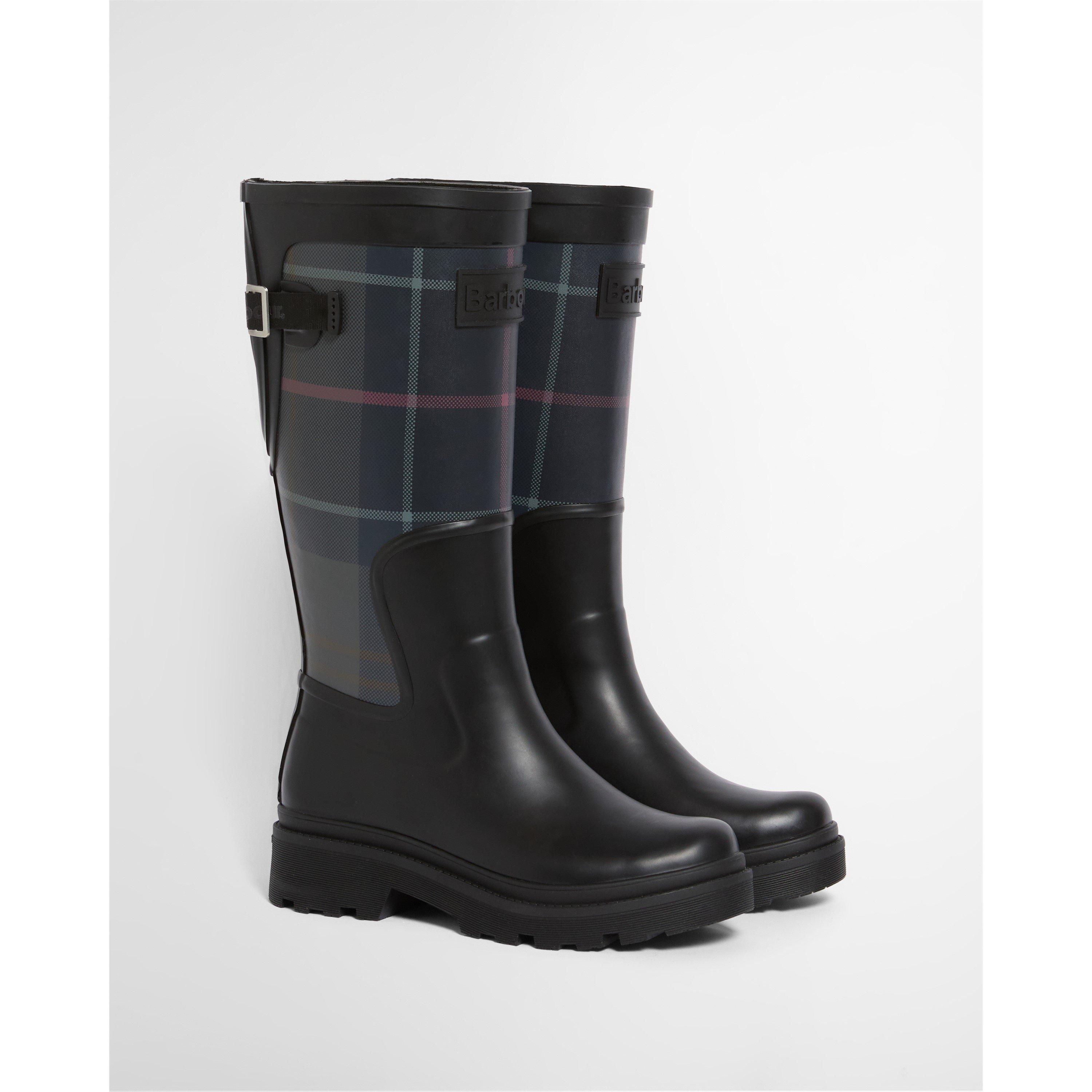 Black/Sh Tartan - Barbour - Women's Dena Tall Wellies - 2