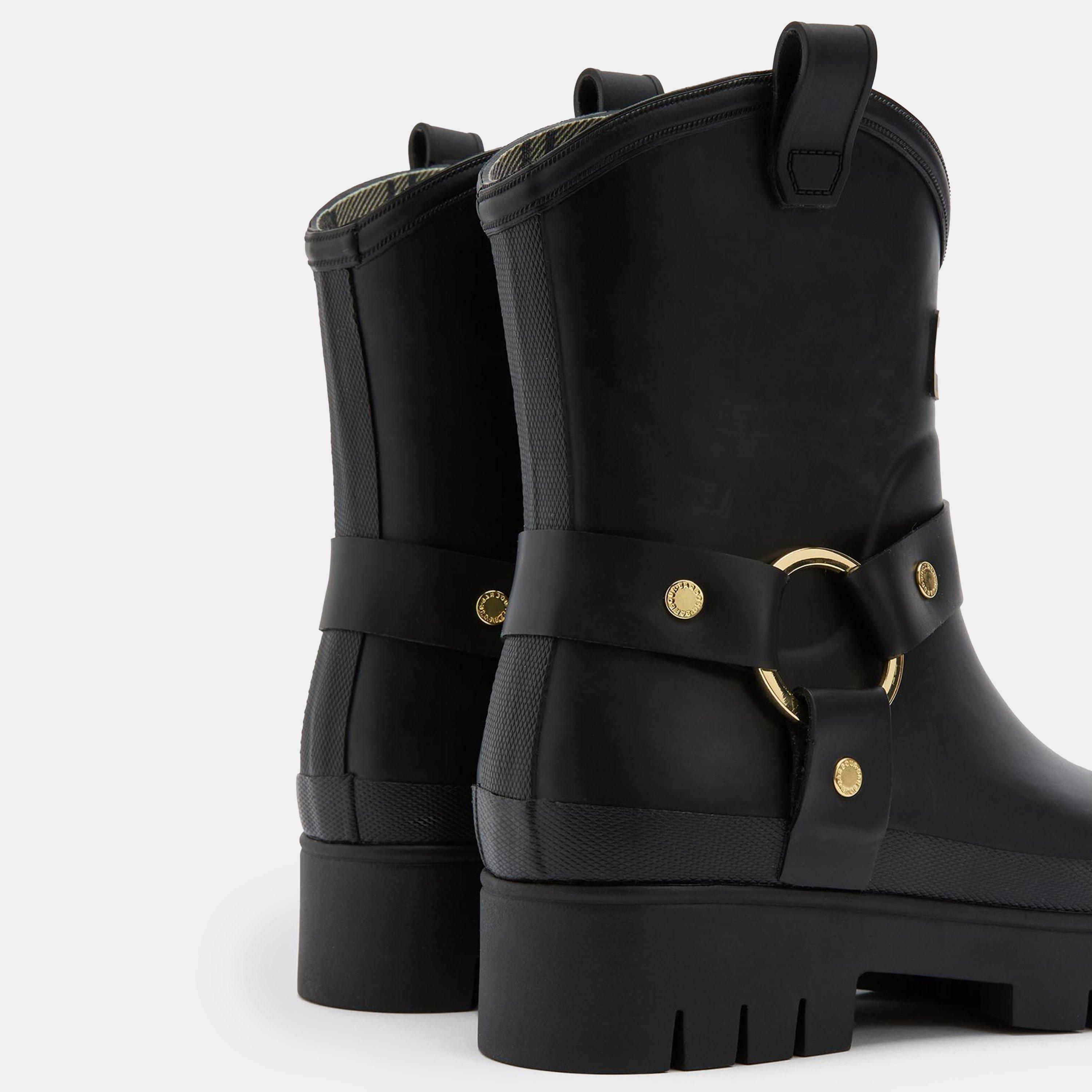 Black - Barbour - Elley Harness Wellington Boots - 4