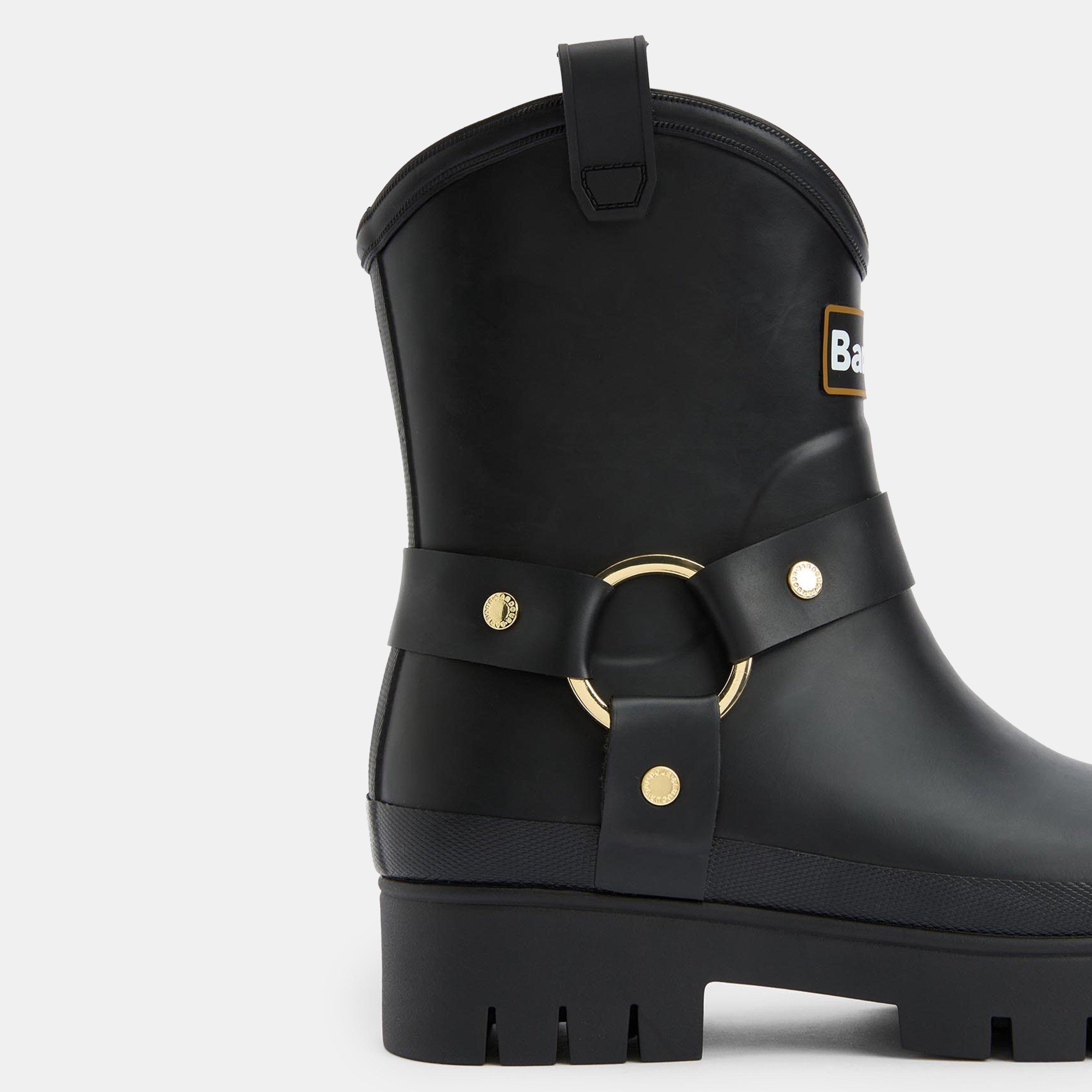 Black - Barbour - Elley Harness Wellington Boots - 7