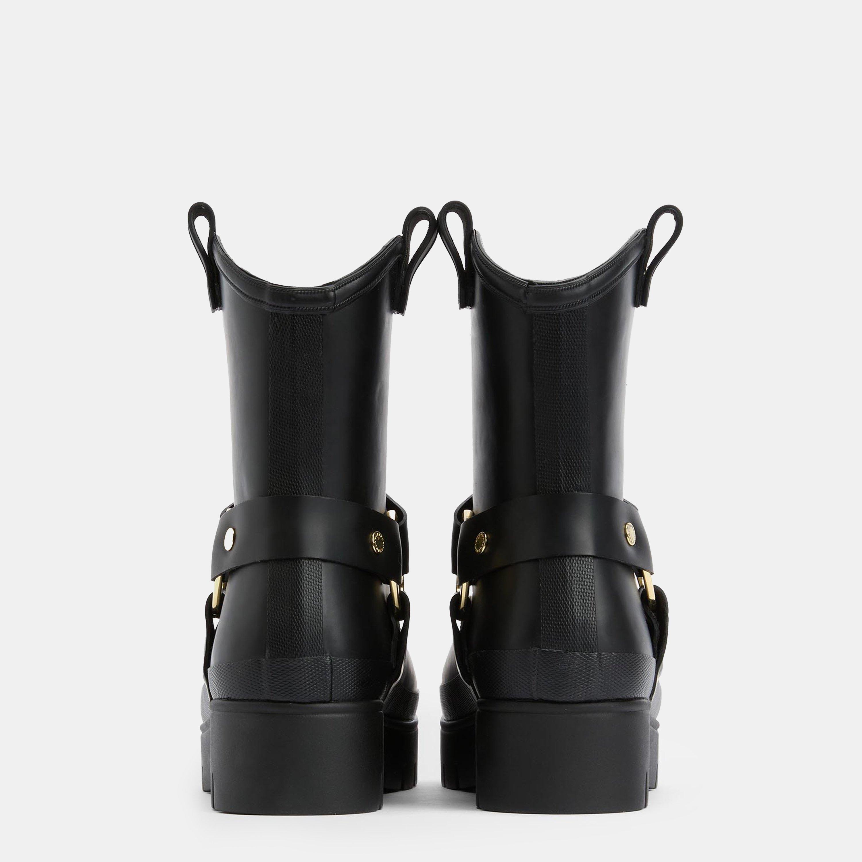 Black - Barbour - Elley Harness Wellington Boots - 8