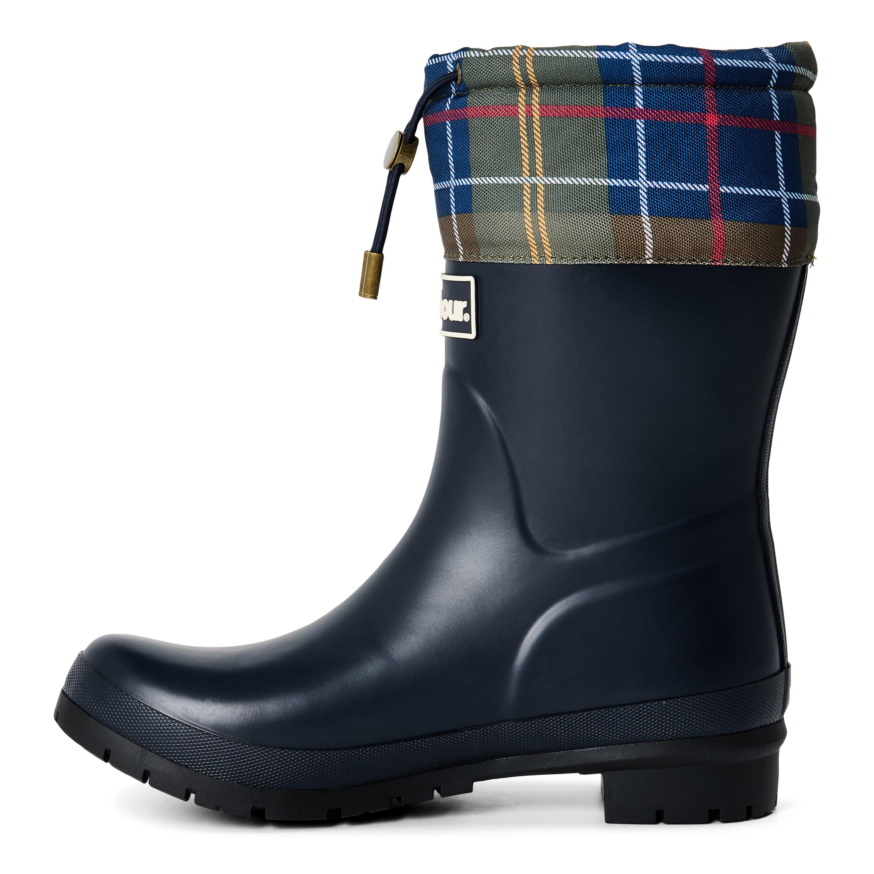 Navy/Cl Tartan - Barbour - Women's Mowbray Mid Mid-Height Waterproof Wellies - 2