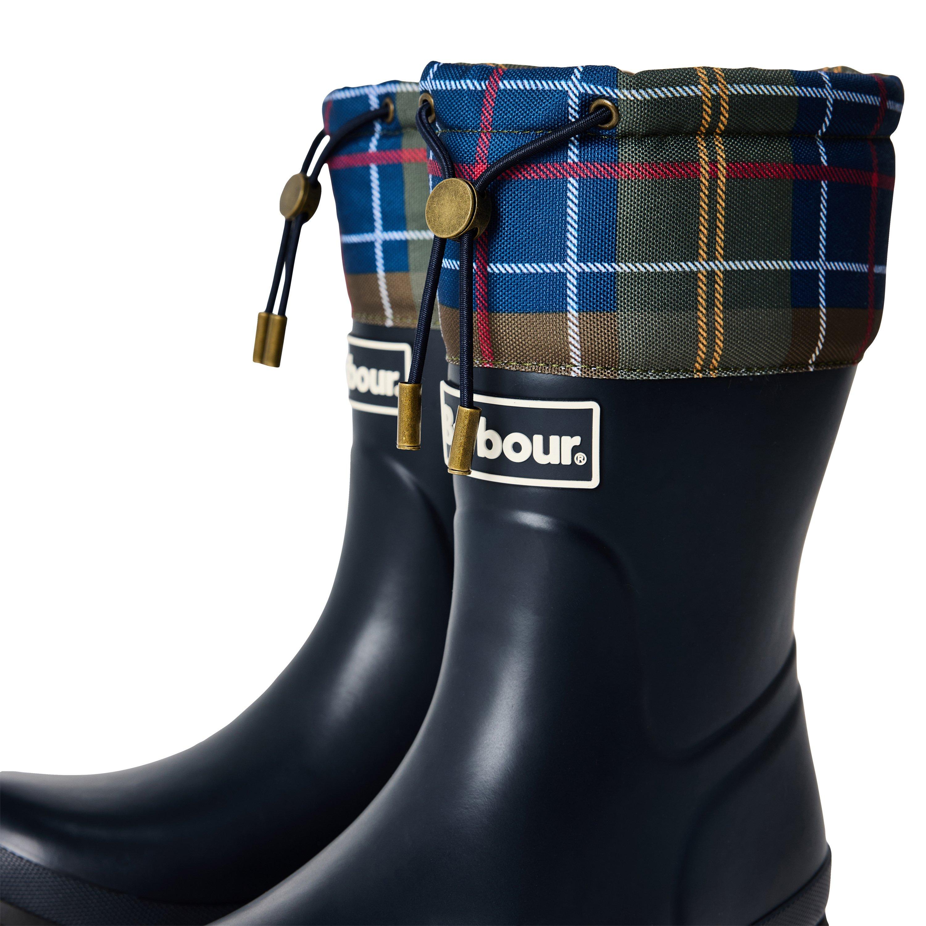 Navy/Cl Tartan - Barbour - Women's Mowbray Mid Mid-Height Waterproof Wellies - 3