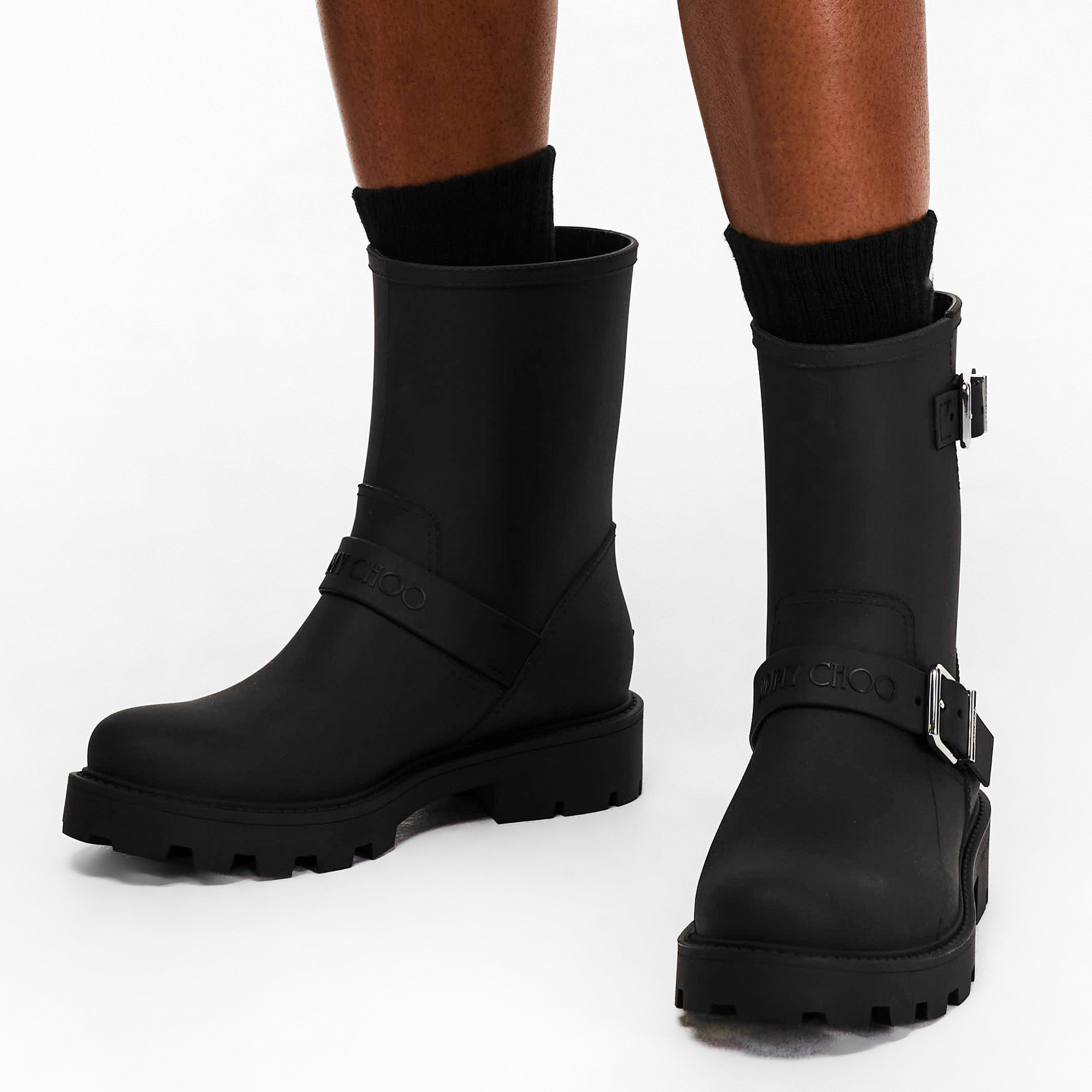 Black - Jimmy Choo - Women's Biker Rain Wellingtons - 3