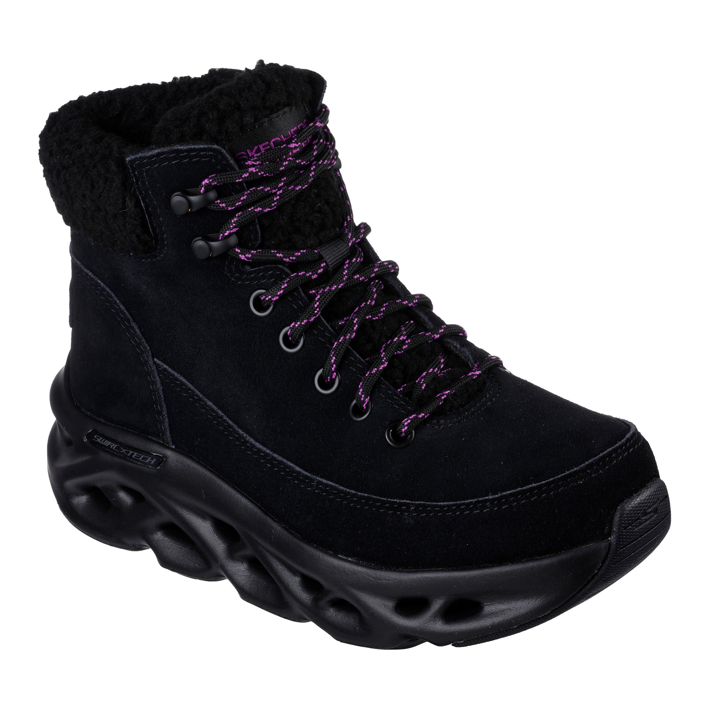 Black Suede - Skechers - Women's Go Swirl Tech Winter Waterproof Hiking Boot - 1