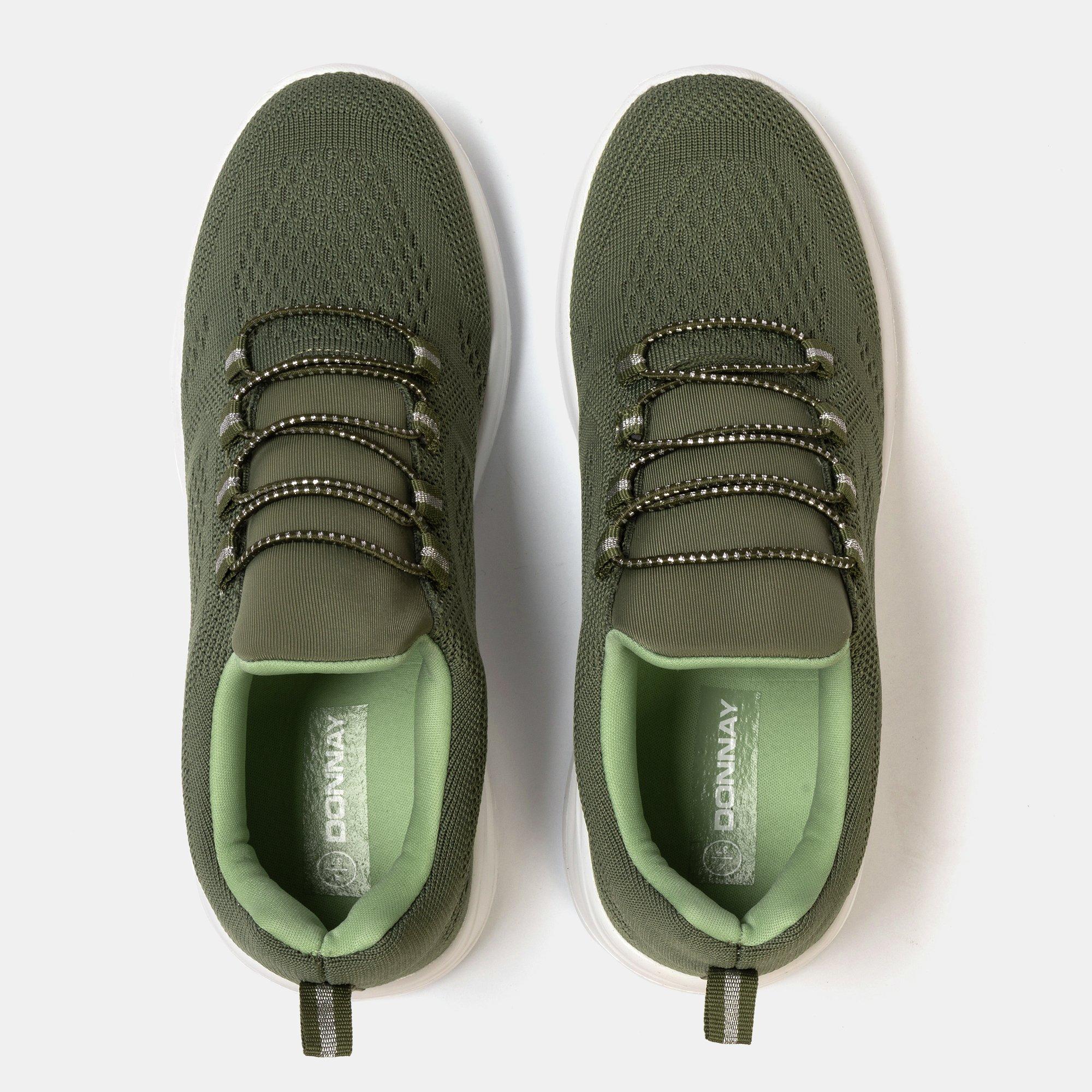 Army Green - Donnay - Knit Runner Women Slip on Trainers - 5