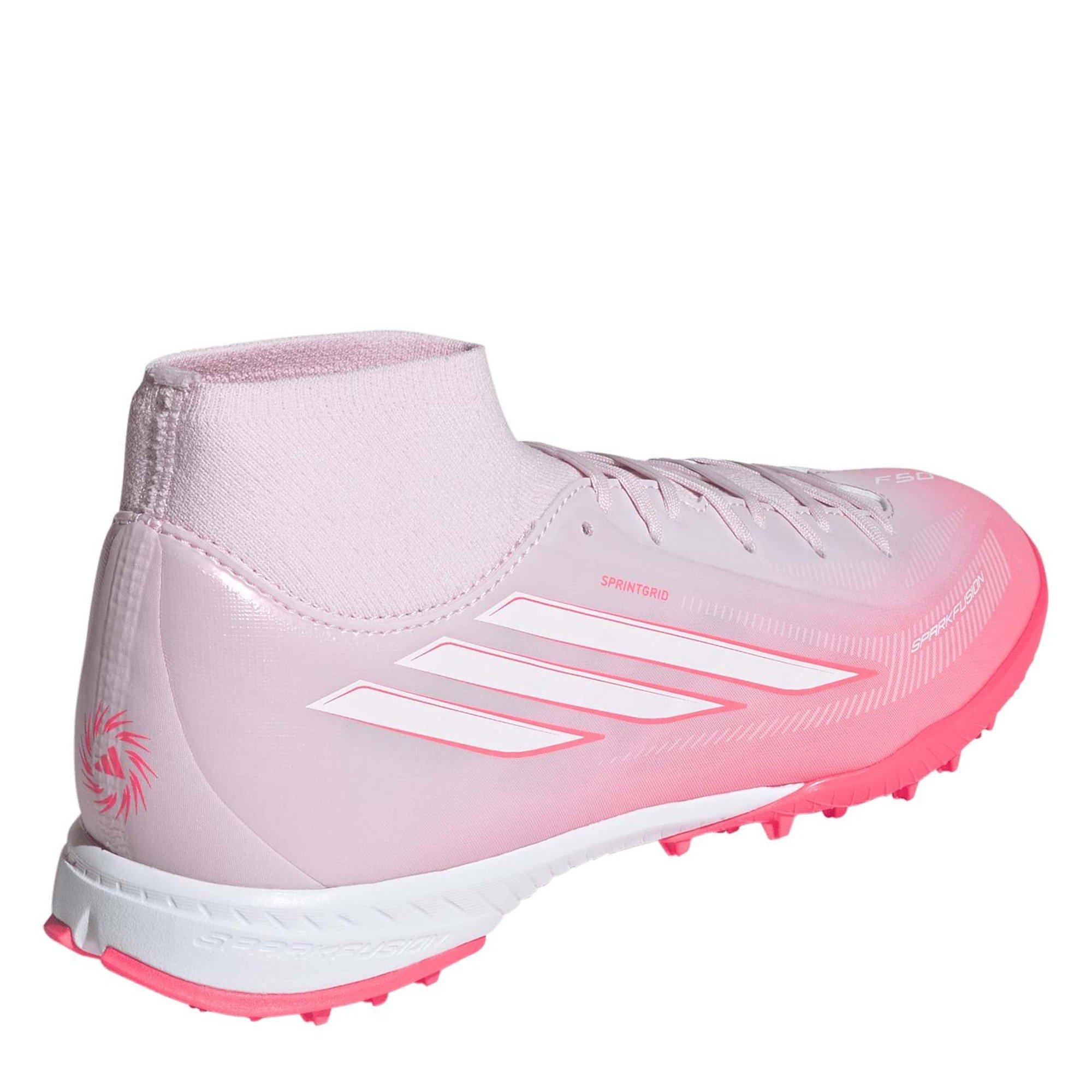 Wit/Koraal - adidas - F50 SPARKFUSION League Mid Cut Turf Football Boots Womens - 5