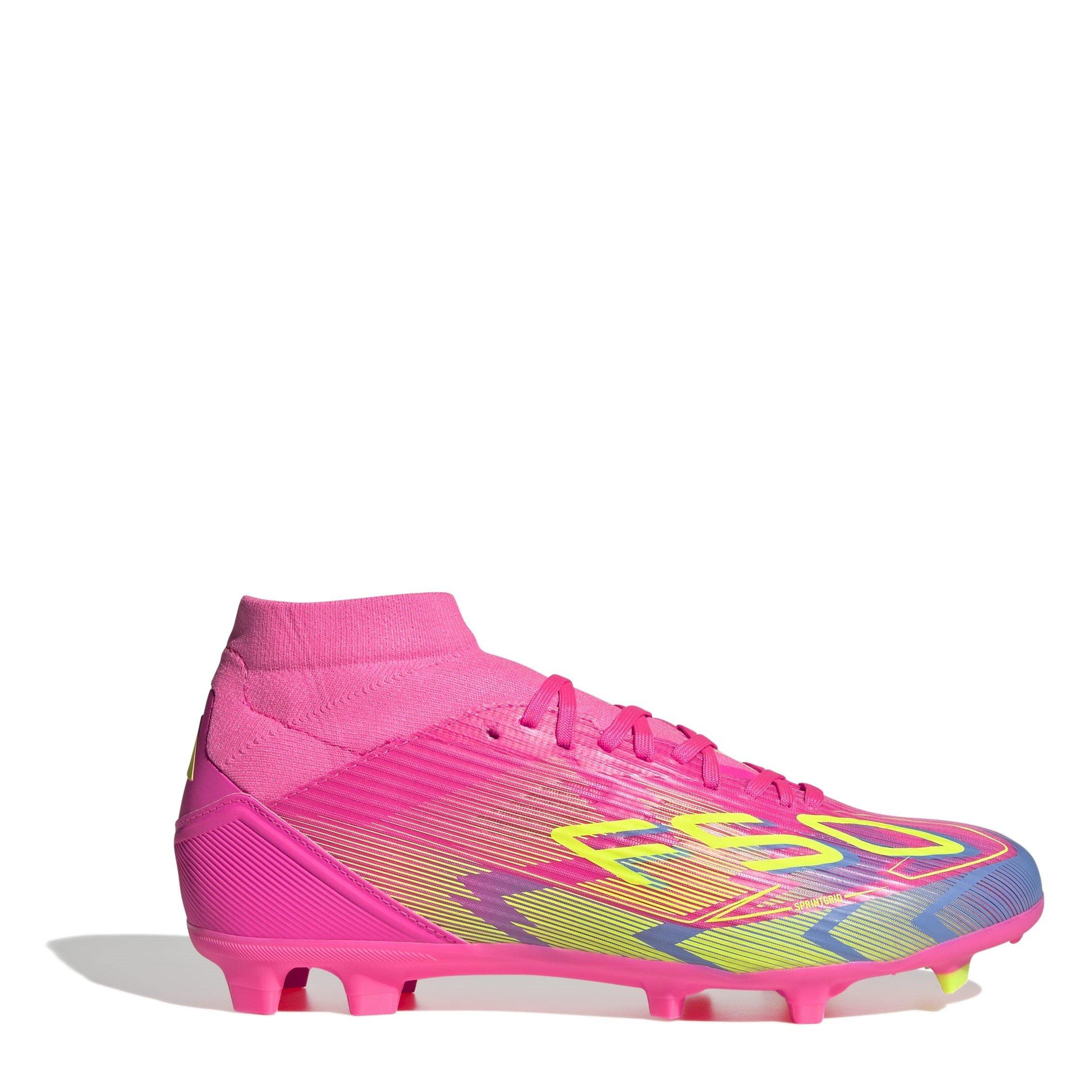 Adidas Women's F50 League Mid-Cut Firm Ground Football Boots - Pink/Yellow - 12