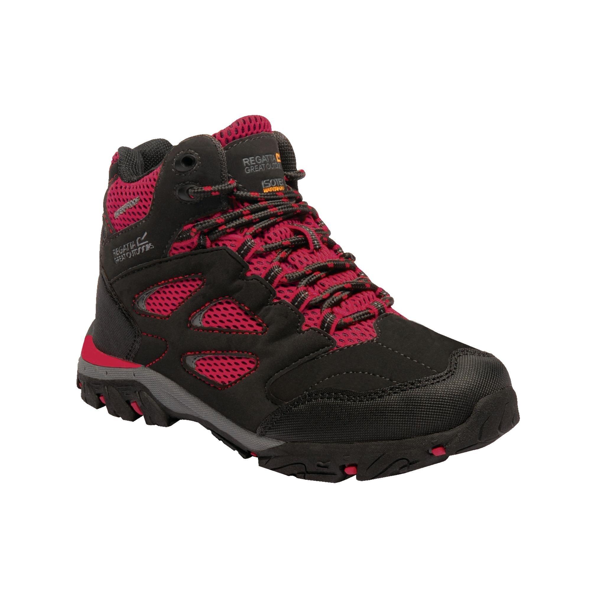 Black/Pepper - Regatta - Kids Holcombe Waterproof Mid Walking Boots - 1