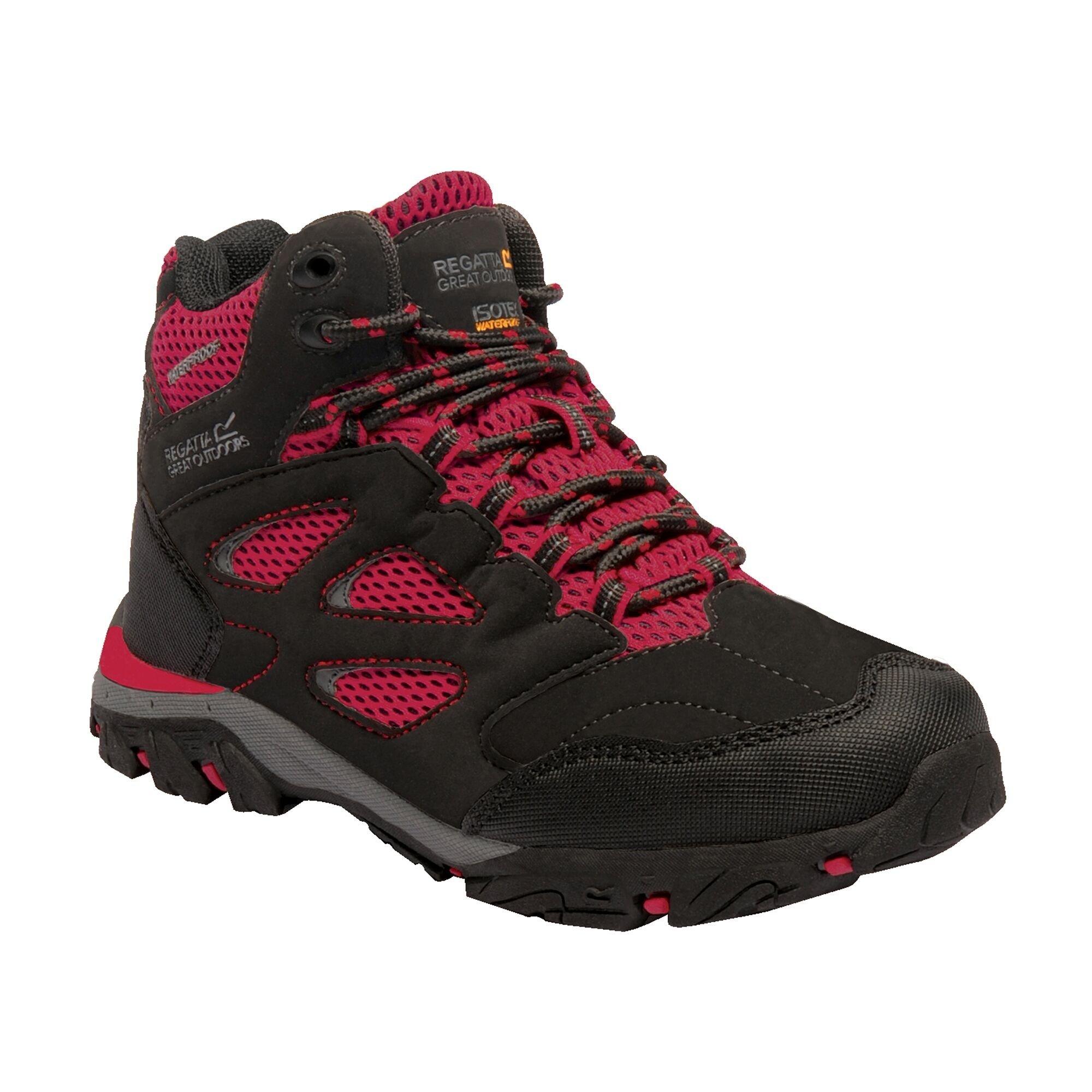 Black/Pepper - Regatta - Kids Holcombe Waterproof Mid Walking Boots - 2