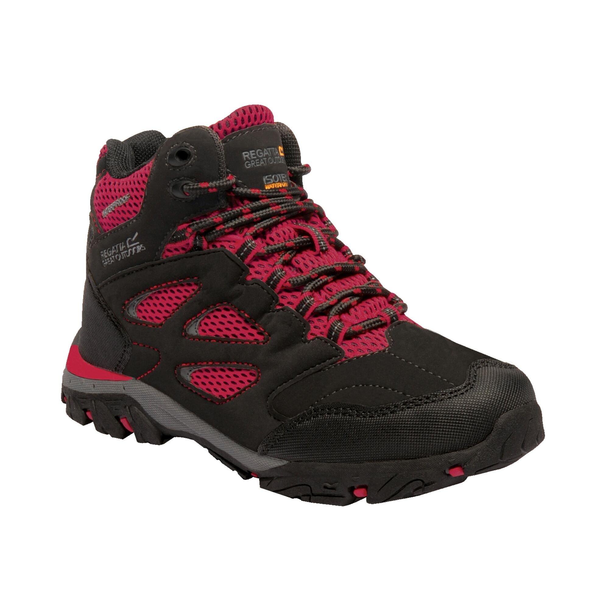 Black/Pepper - Regatta - Kids Holcombe Waterproof Mid Walking Boots - 4