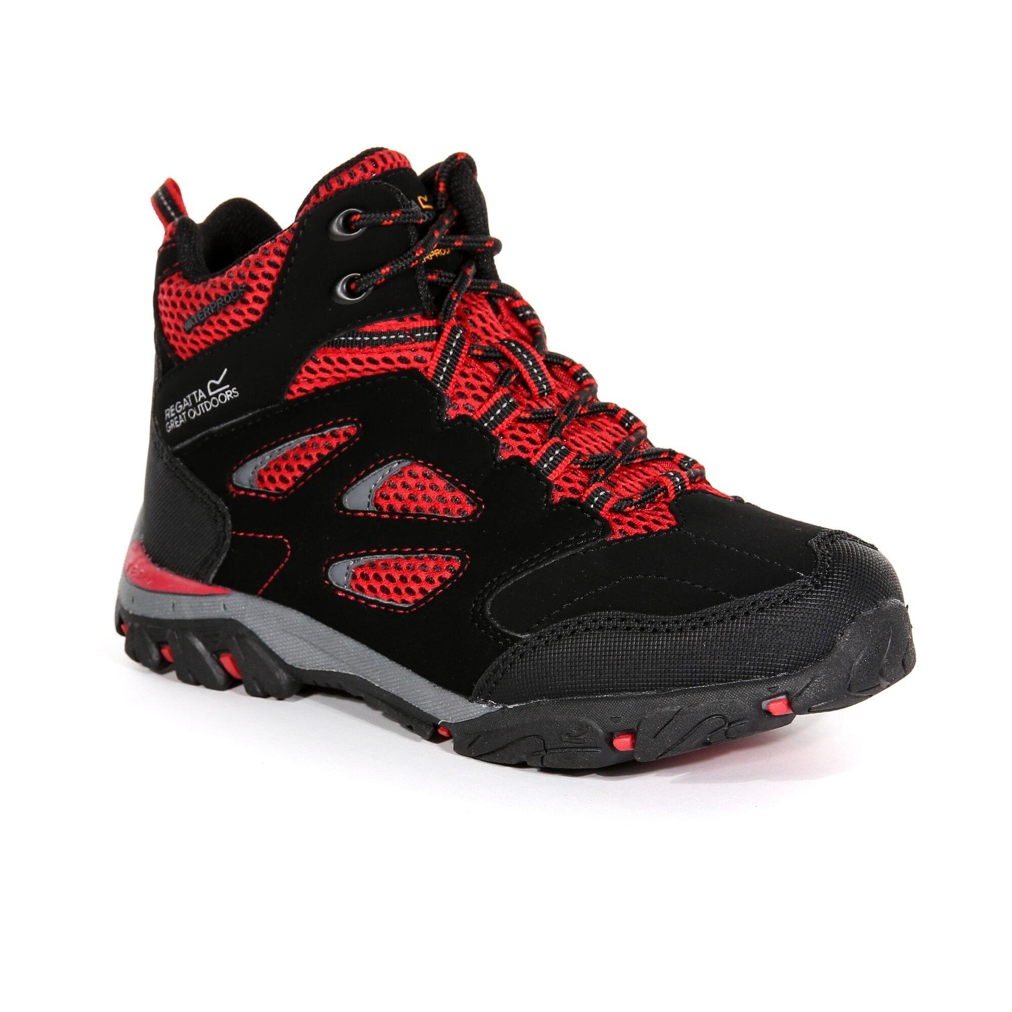 Black/Pepper - Regatta - Kids Holcombe Waterproof Mid Walking Boots - 6