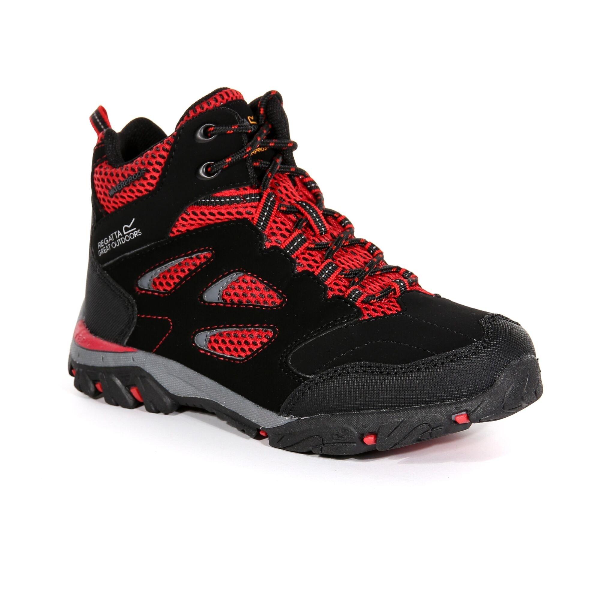 Black/Pepper - Regatta - Kids Holcombe Waterproof Mid Walking Boots - 7