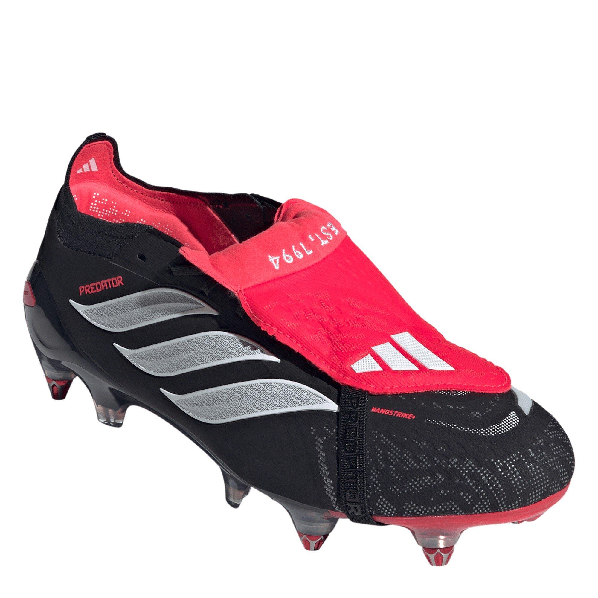 Preto/Vermelho - adidas - Mens adidas Predator Elite Fold Over Tongue Soft Ground Football Boots - 3