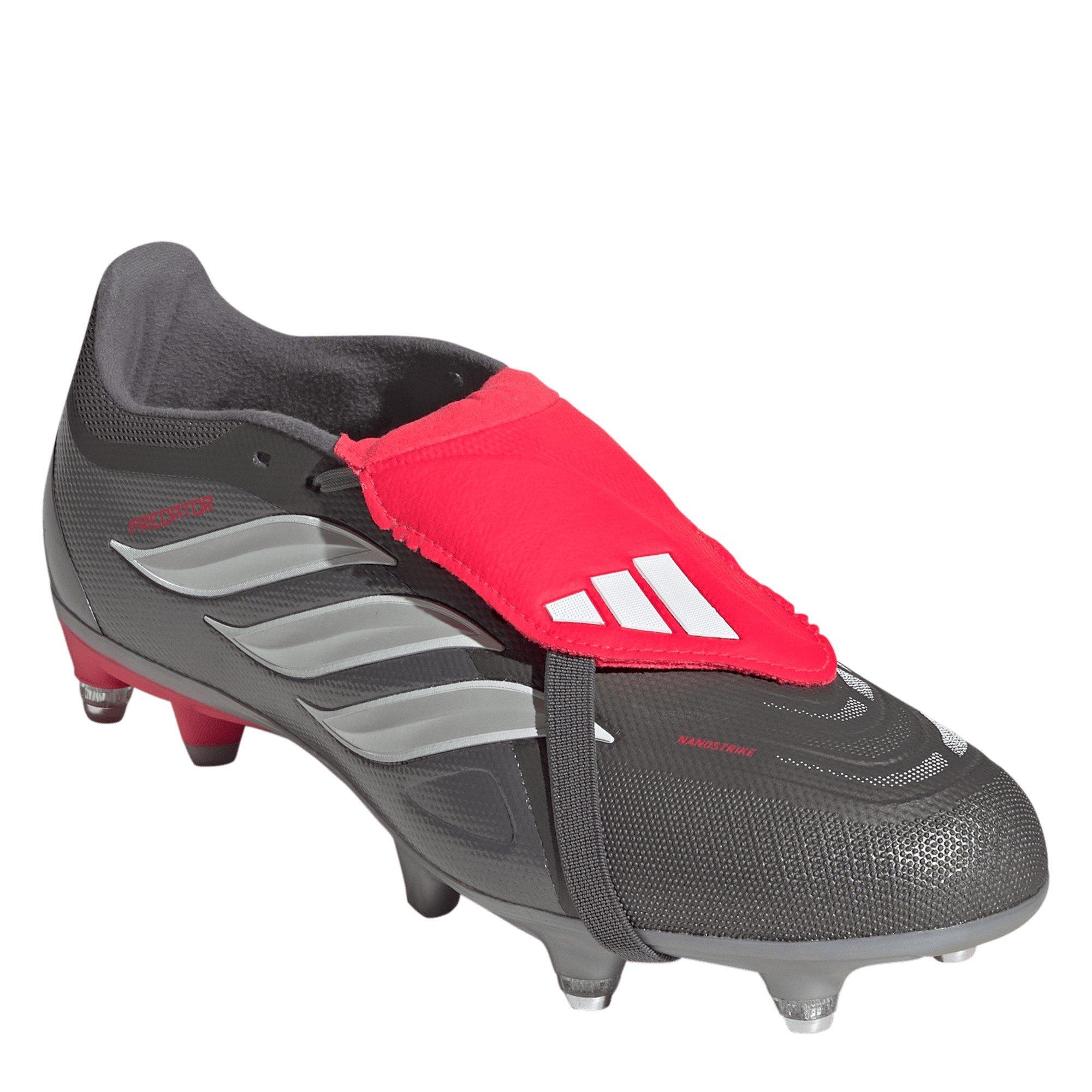 Grå/Rød - adidas - Predator Fold-Over Tongue Academy Soft Ground Football Boots Mens - 3