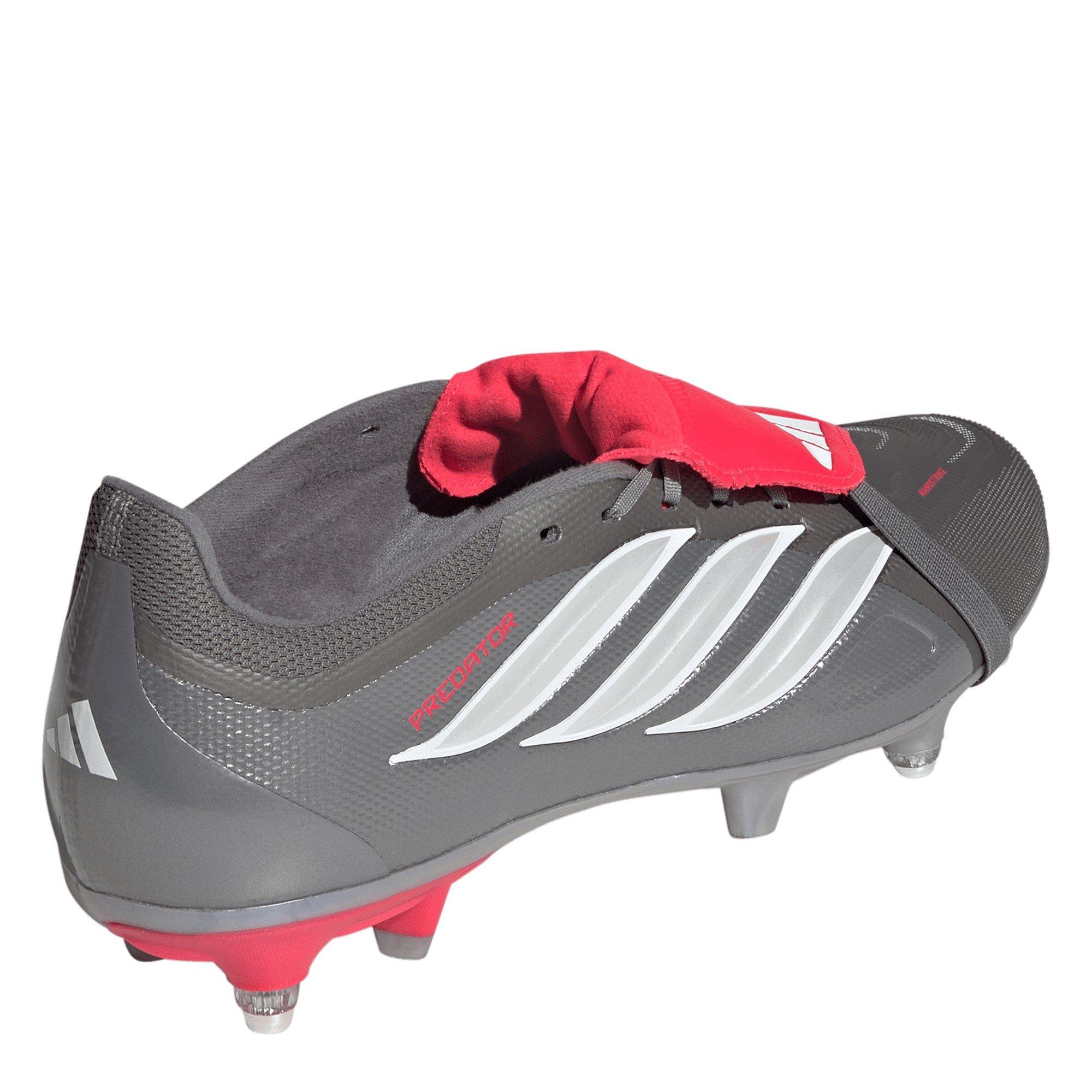 Grå/Rød - adidas - Predator Fold-Over Tongue Academy Soft Ground Football Boots Mens - 4