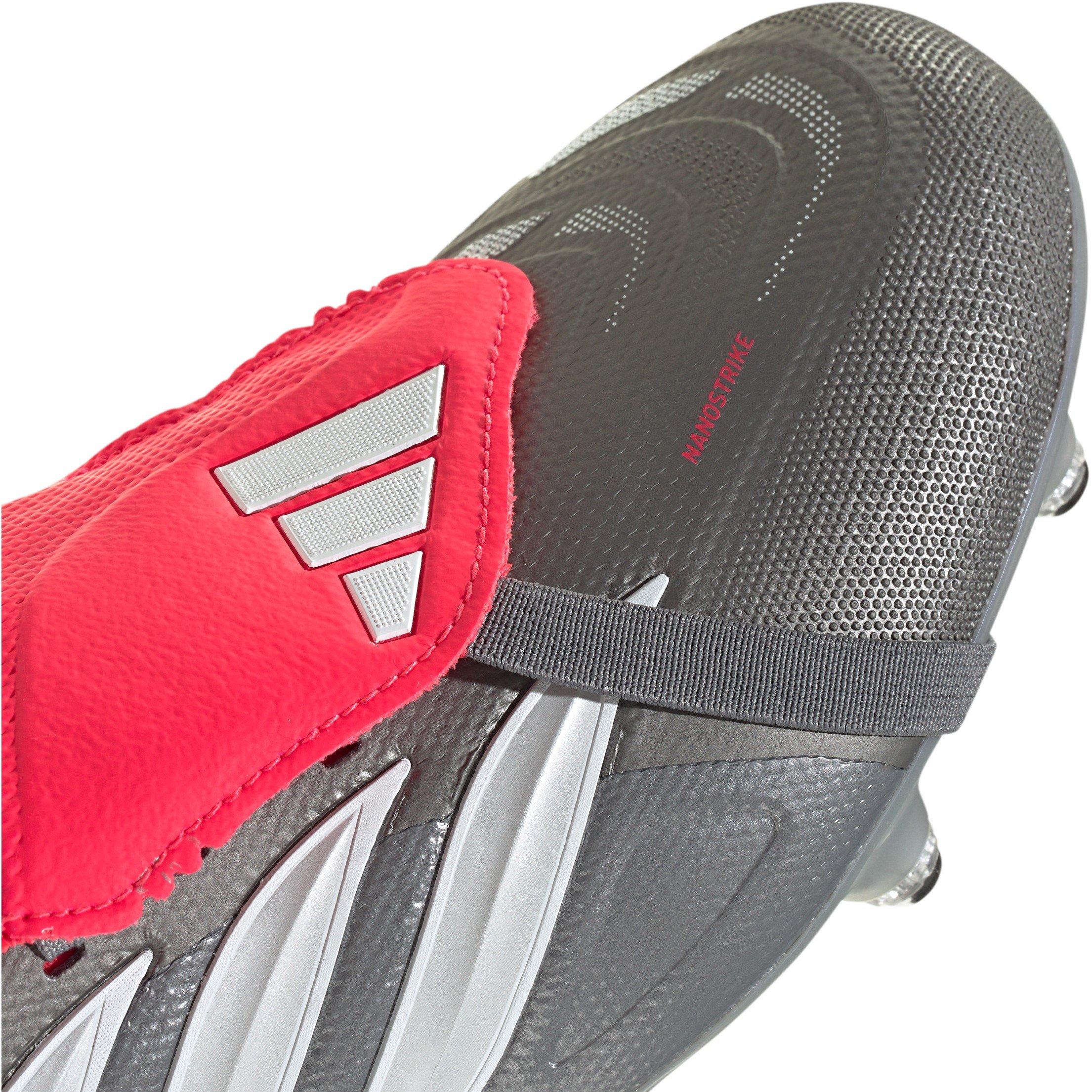 Grå/Rød - adidas - Predator Fold-Over Tongue Academy Soft Ground Football Boots Mens - 8